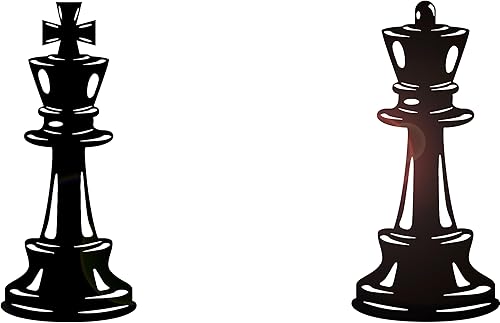 Vinilo adhesivo de pared piezas de ajedrez Queen King Dormitorio Ideas Pegatinas Decoración grande (ig4743) Negro