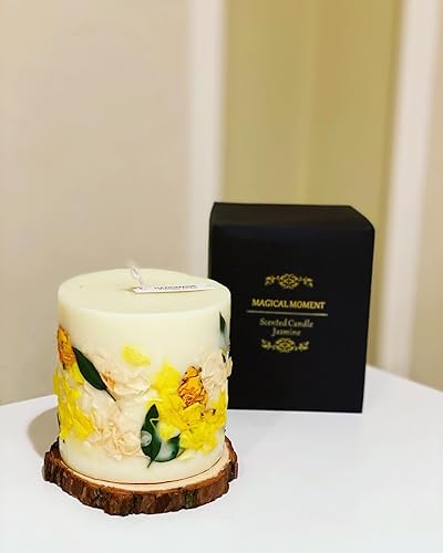 Miniatura 9 de Vela de aromaterapia perfumada de jazmín, 100% cera de soja, hecha a mano y no tóxica, vela de flores naturales para relajación, ambiente relajante