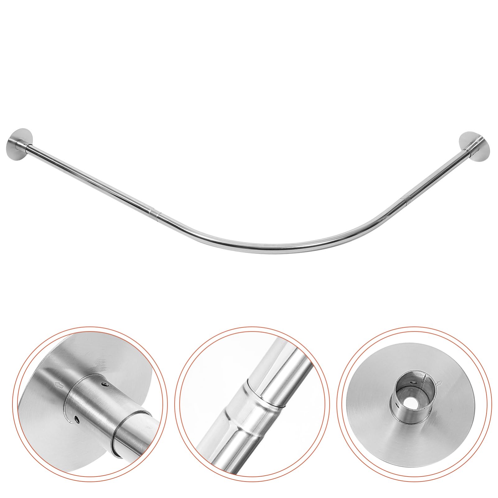 ABOOFAN Tringle de Rideau de Inoxydable Courbé pour Rail Extensible et Ajustable Installation Facile Système de Tension sans Perçage