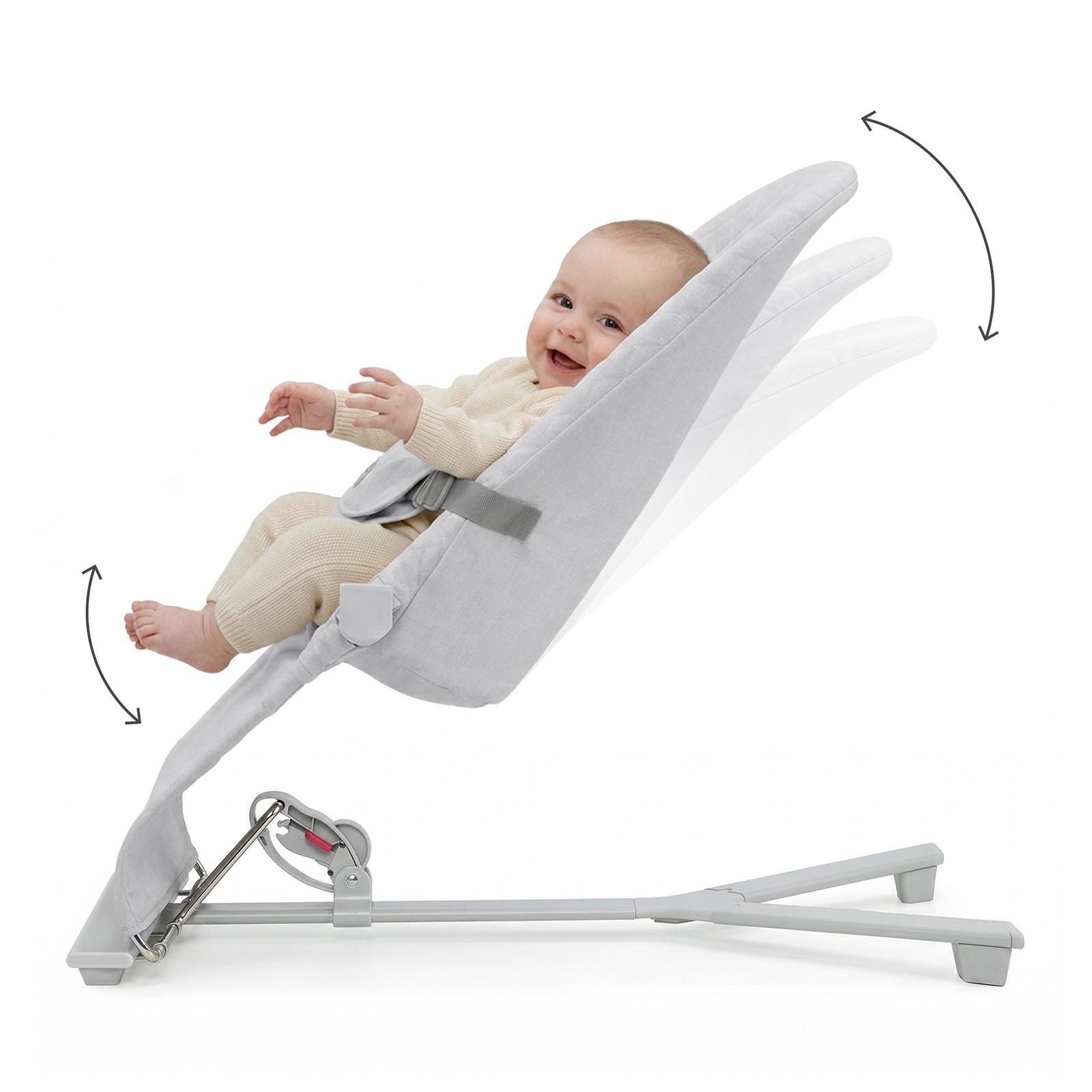 Kinderkraft MIMI, hamaca bebé, sin pilas, 3 posiciones, Gris claro