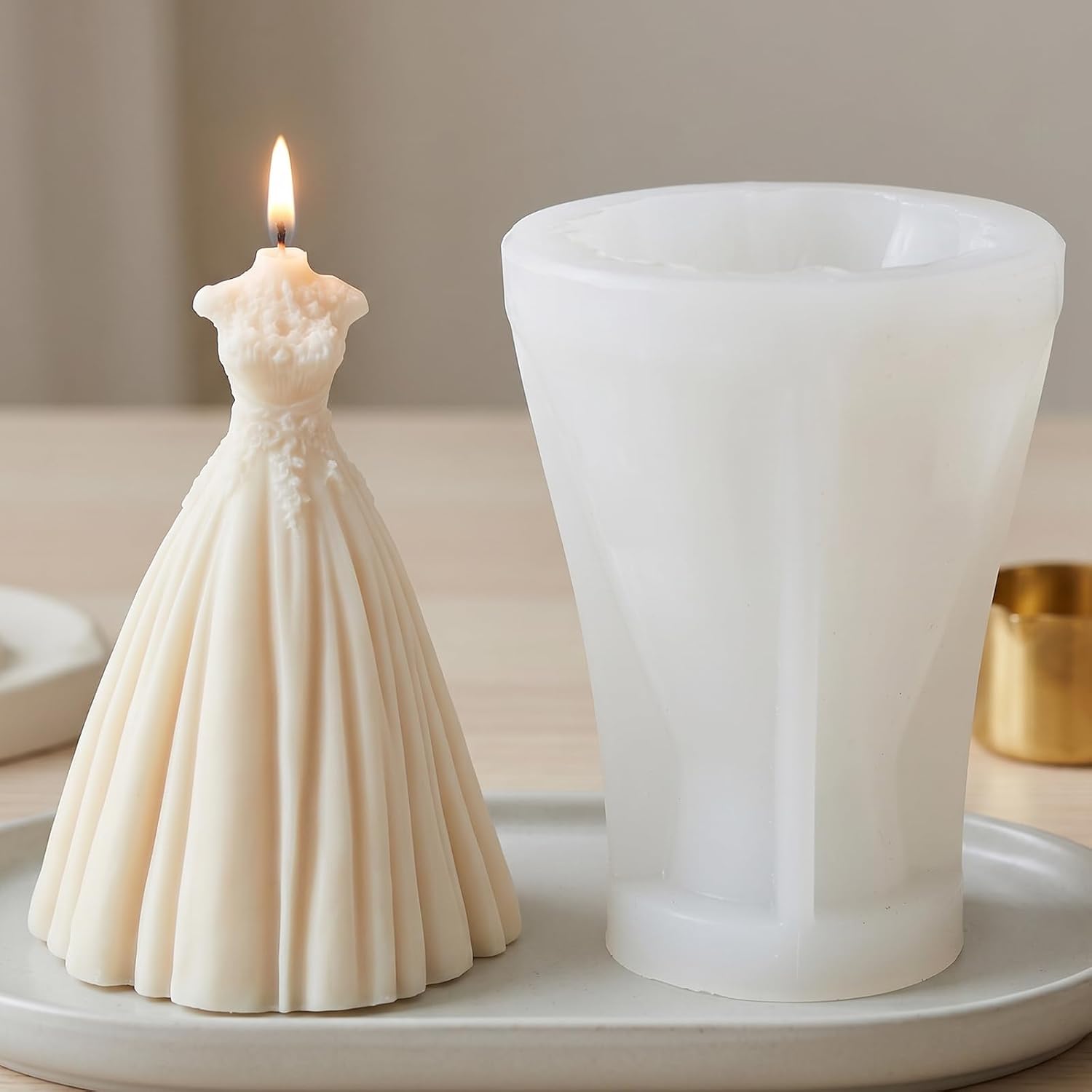 3D Wedding Dress Candle Mold Princess Dress Silicone Candle Molds