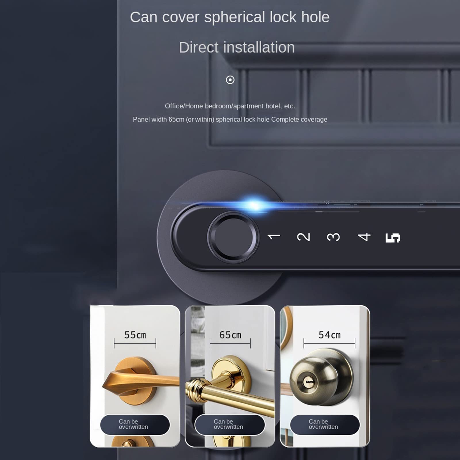 Smart Lock Control im Schlafzimmer kann mit einer Berührung geöffnet werden, Office-Fingerabdruck-Vorhängeschloss-Passwort muss nicht warten,Black