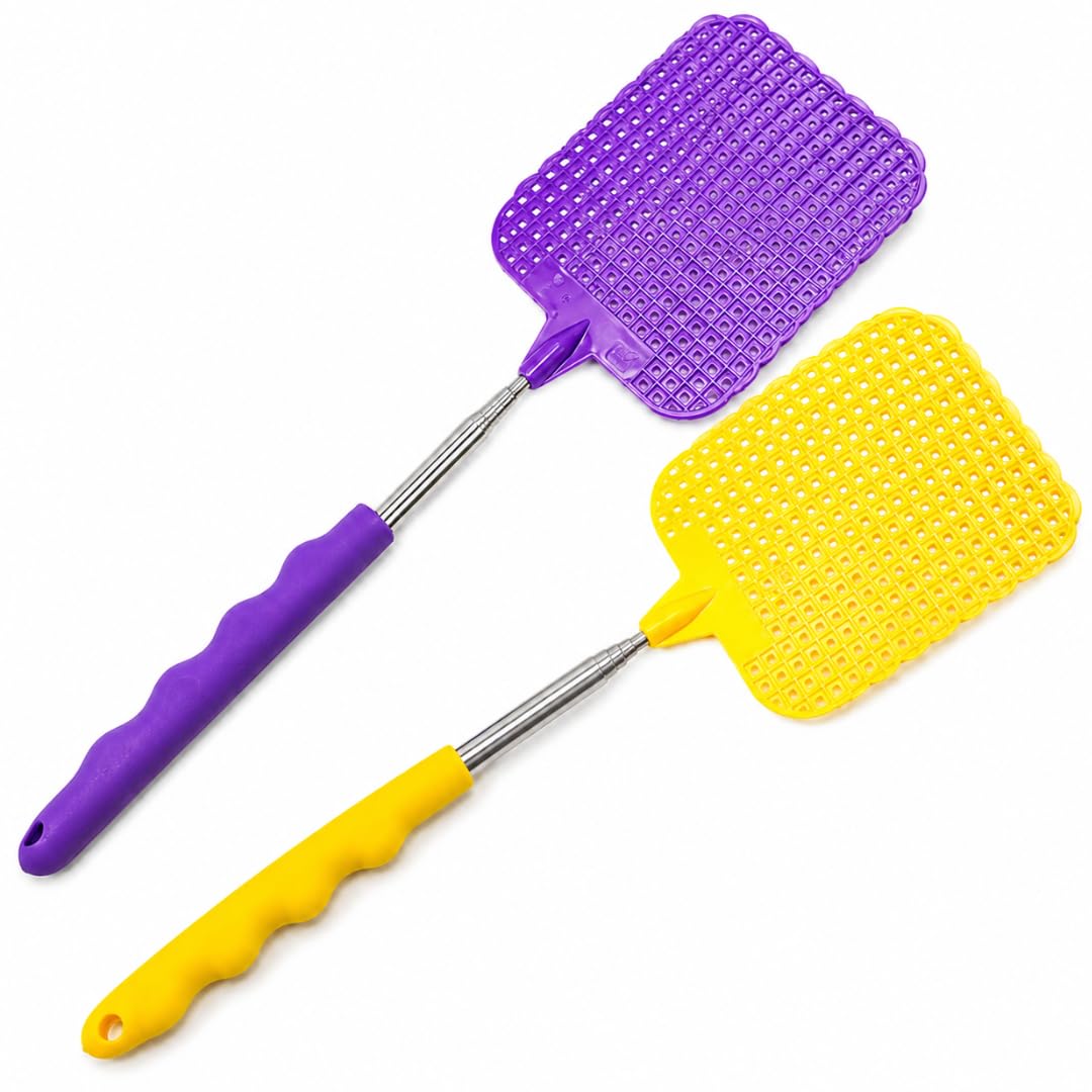 Fly Swatter 2 Pack, Extendable Telescopic Fly Swatters Indoor Outdoor | Manual Non Electric Pest Control for Flies Mosquitoes Gnats Wasps Midges Home Garden Kitchen-image-28