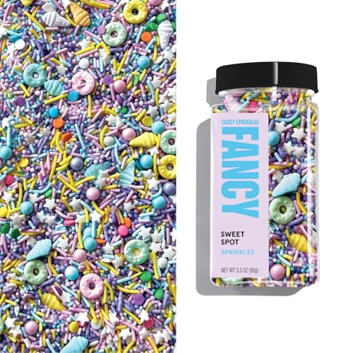 Image of Fancy Sprinkles Sweet Spot Sprinkles | Donut & Ice Cream Shaped Candy Sprinkle Mix | Pastel Rainbow | Cake, Cupcake & Cookie Decorating | Kids Birthday & Summer | 1 Pack (0.5c)