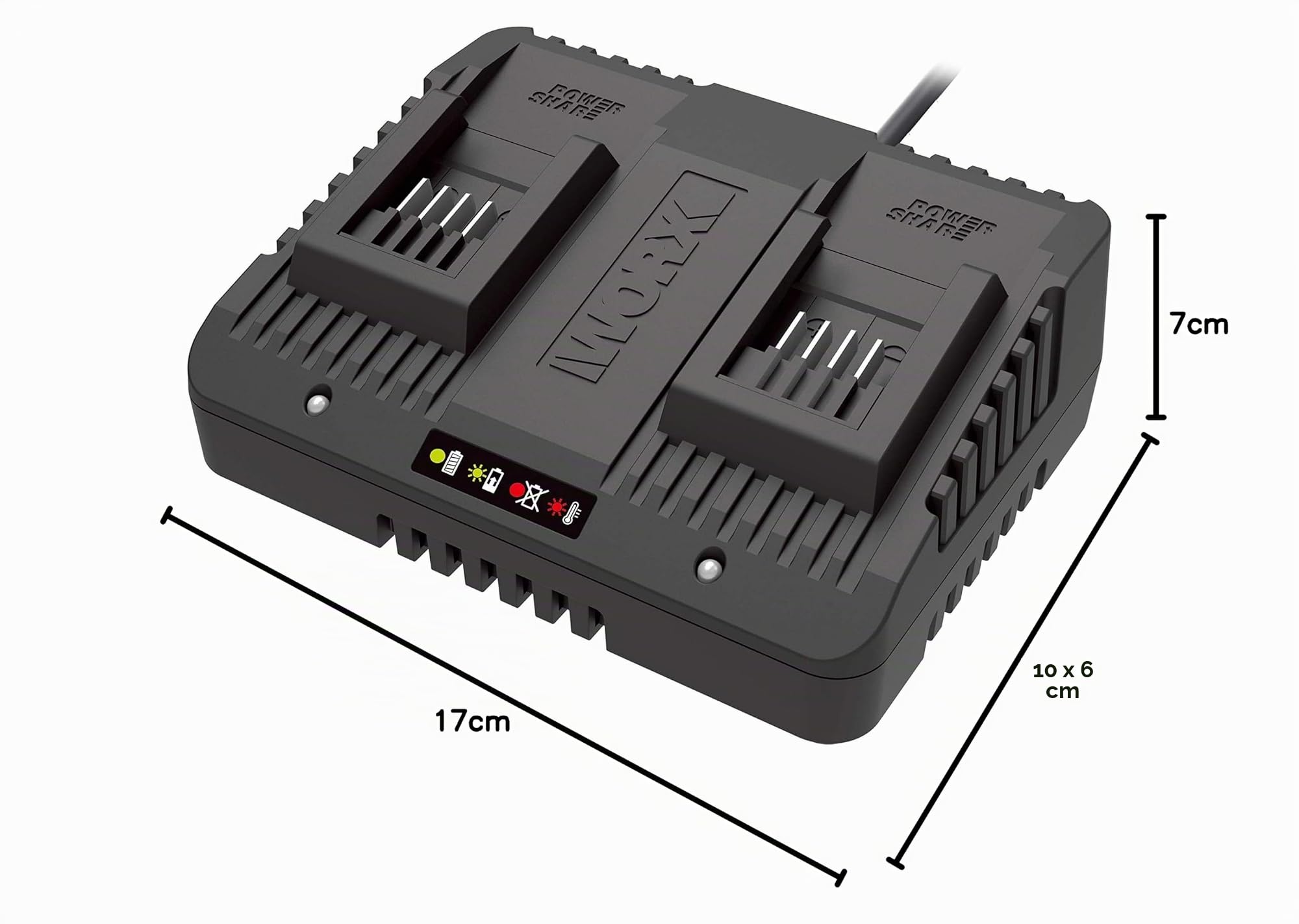 WORX - Batterie Powershare Pro au Lithium-ION 20V - 4Ah - WA3644 & Chargeur Double 20 V Li-ION 2.0 A à 5Ah- WA3772
