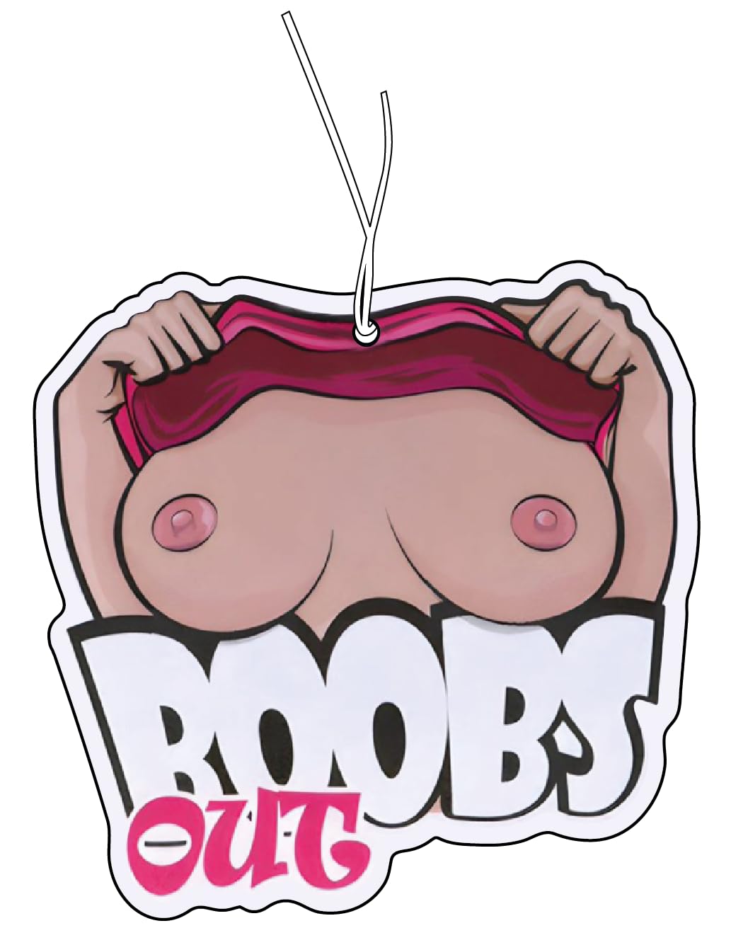 2x Duftbaum mit Boobs out Motiv, Auto Duftspender, Duftbaum Auto tuning, car air freshener, Duftanhänger Auto