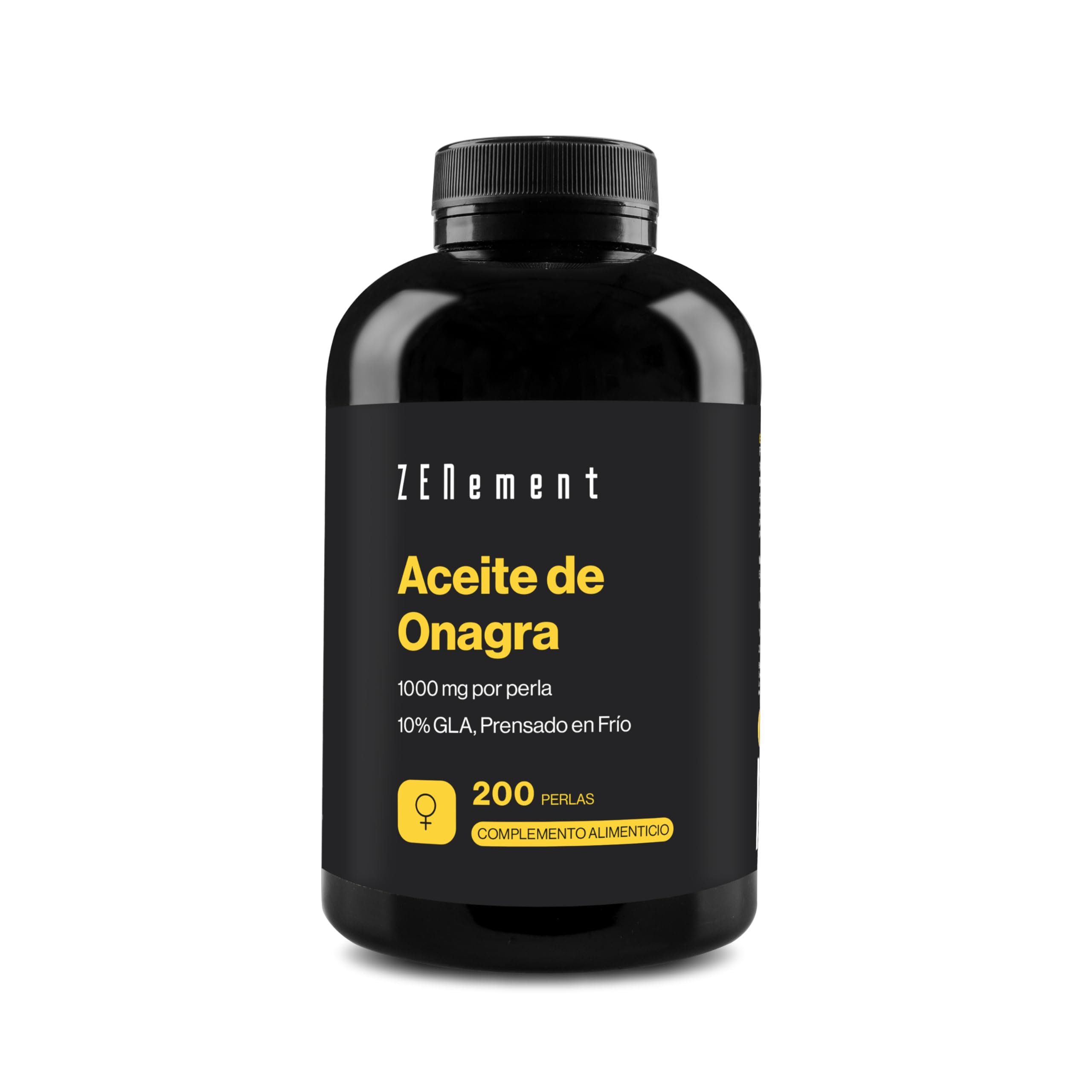 Aceite de Onagra 1000 mg, 10% GLA, Prensado en Frío, con Vitamina E Natural - Fuente Natural de Omega 6, Apoyo Femenino y Equilibrio Diario, 200 Cápsulas Blandas - Zenement