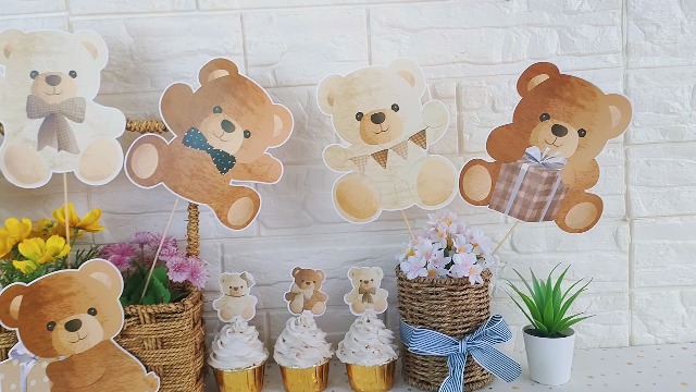 Christmas Teddy Bear Decor JOYMEMO 24 PCS Bear Baby Shower Centerpiece ...