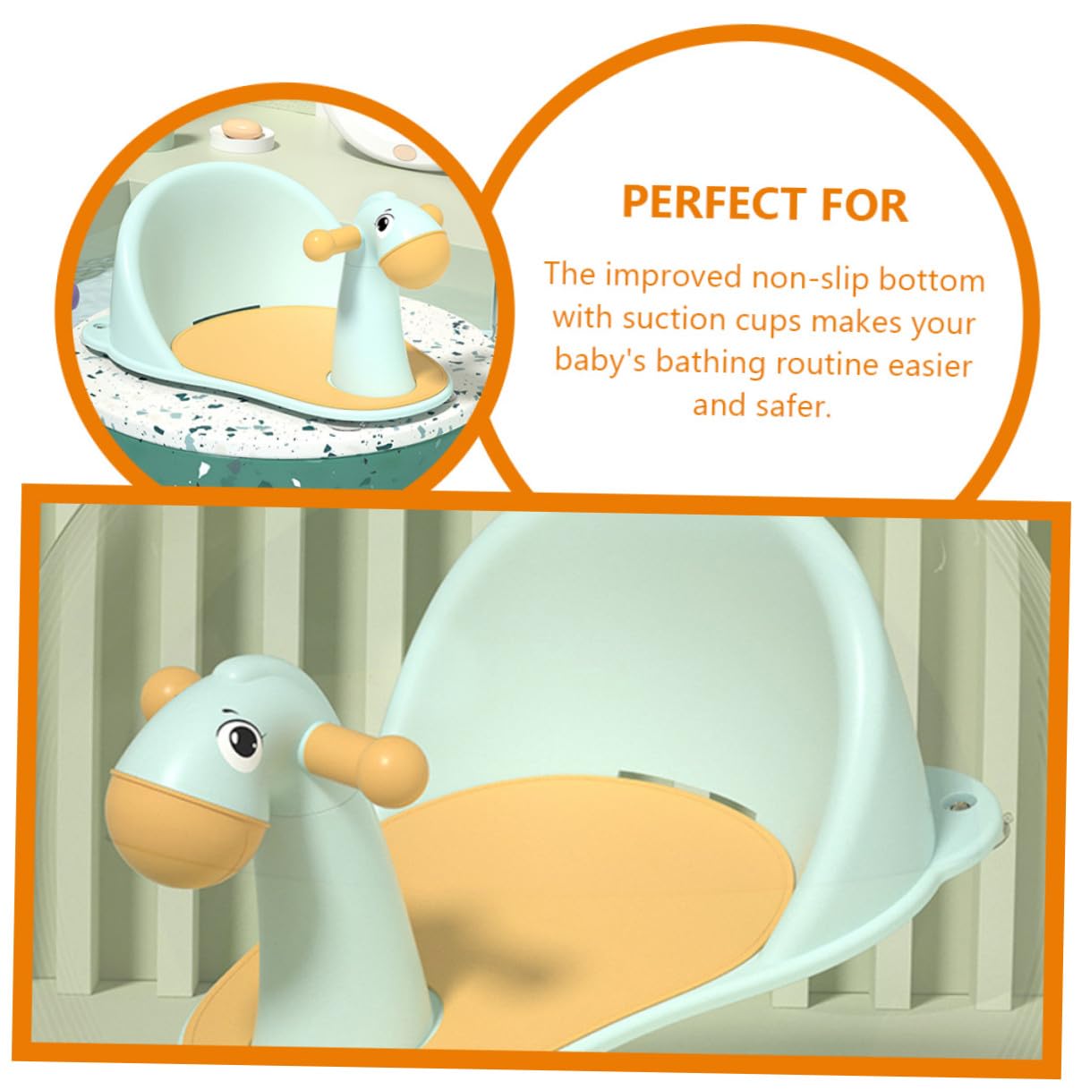 TEHAUX Silla de Bañera para Bebés y Niños Pequeños Ventosas Antideslizantes y Orificios de Drenaje, Asiento Seguro de Pp para Baño y Ducha