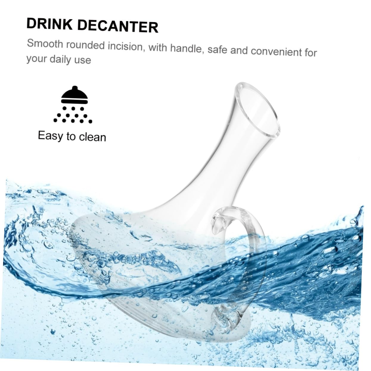 Carafe à Vin en Verre avec Poignée, Distributeur Décoratif pour Maison | Verre sans Plomb, Incision Arrondie, Usage Bar ou Table, Pièce Unique, pour Vin, Whisky et Fêtes