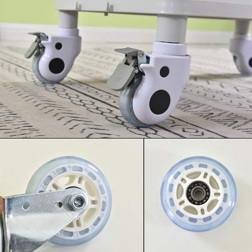 Carrello Carrelli per Salone di Bellezza con 2 Ripiani per Carichi Pesanti con Cassetti E Ruote, Carrello di Laminazione per Rifiuti in ABS con Secchio di Sporcizia, Portanti 150 kg, Grigio