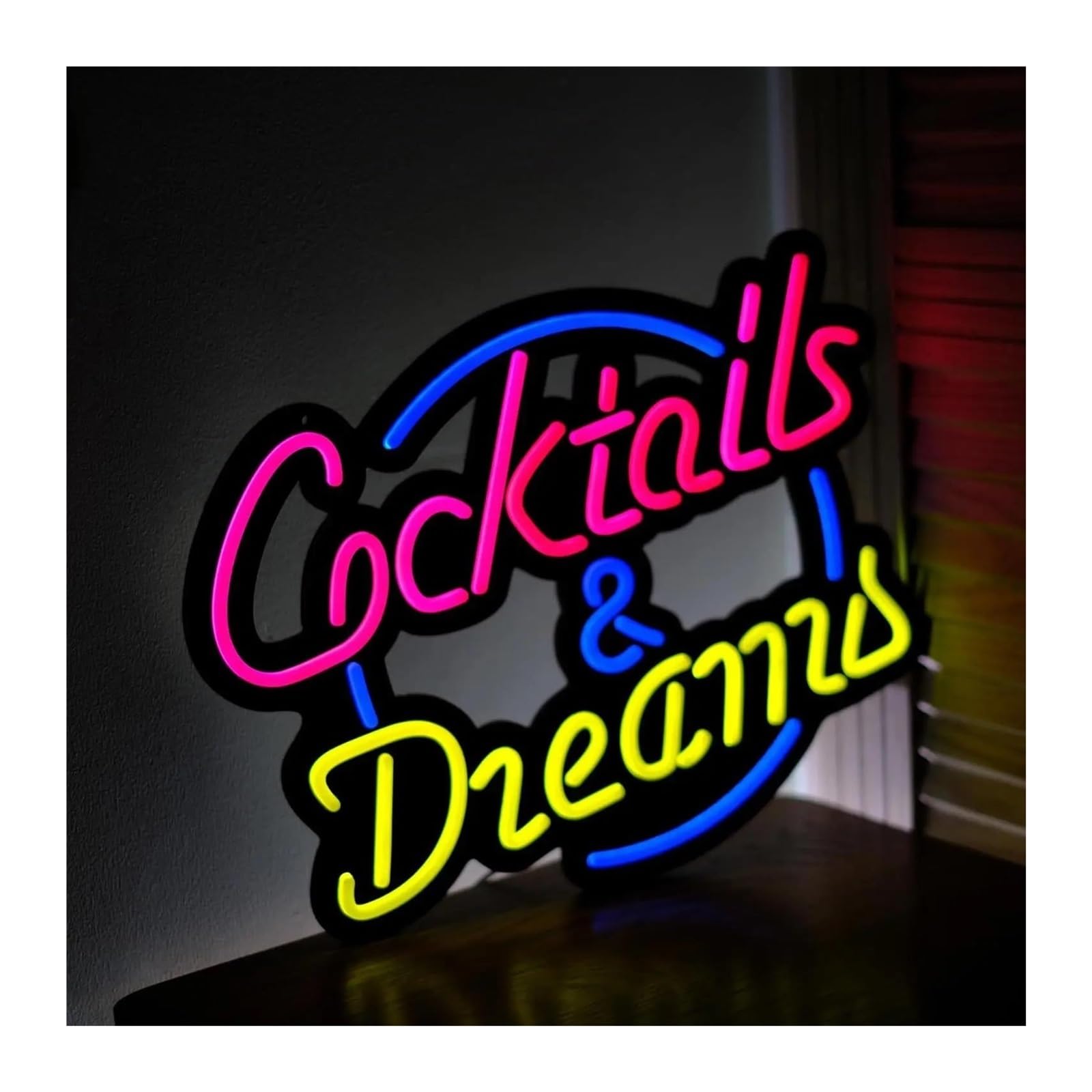 SHOUXI Sign Lamp Cocktails Dreams Neon Sign USB Powered Light for Windows Hotel Pub Cafe Wedding Birthday Party Wall Decor 37cmх30cm