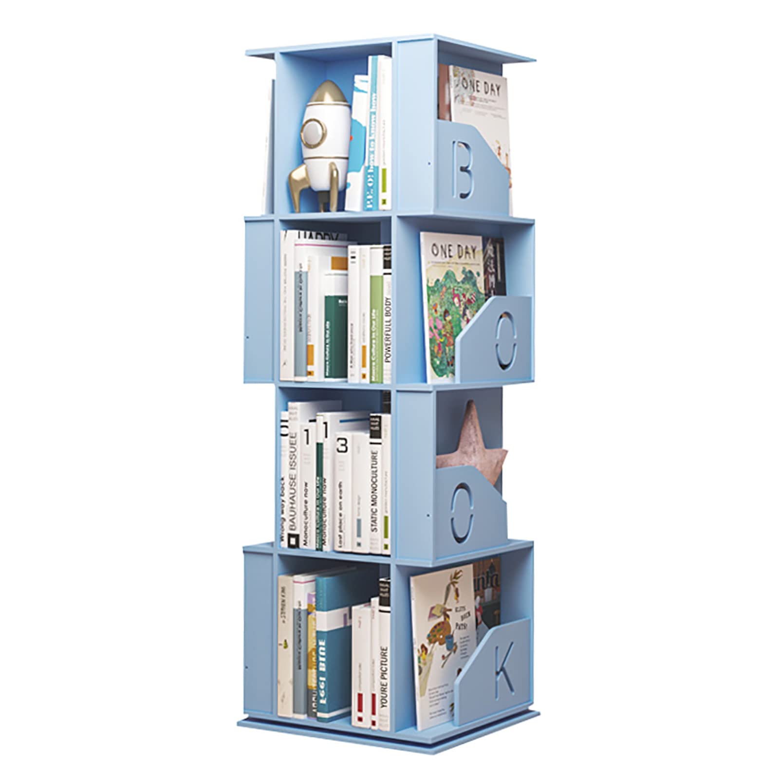 4段回転本棚 WEIMALL 本棚 回転式本棚 絵本棚 子供 漫画 4段 ブックシェルフ