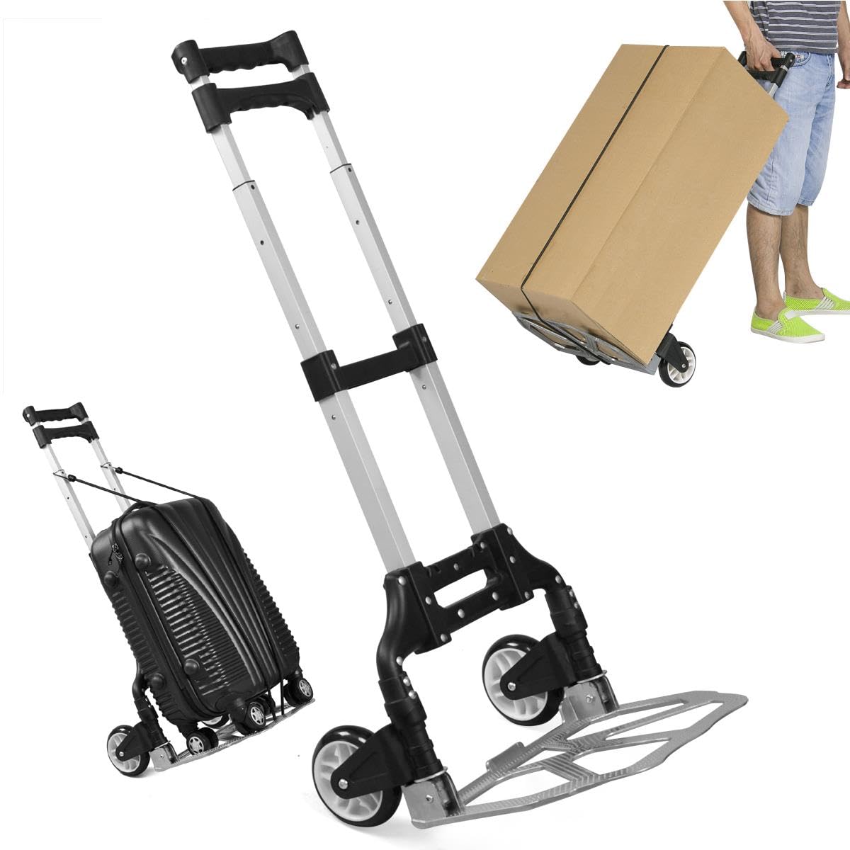 Yaheetech Sackkarre klappbar Transportkarre mit Gummiräder Stapelkarre Handewagen mit Anti-Rutsch Handgriff Transportwagen Trolley belastbar bis 75 kg