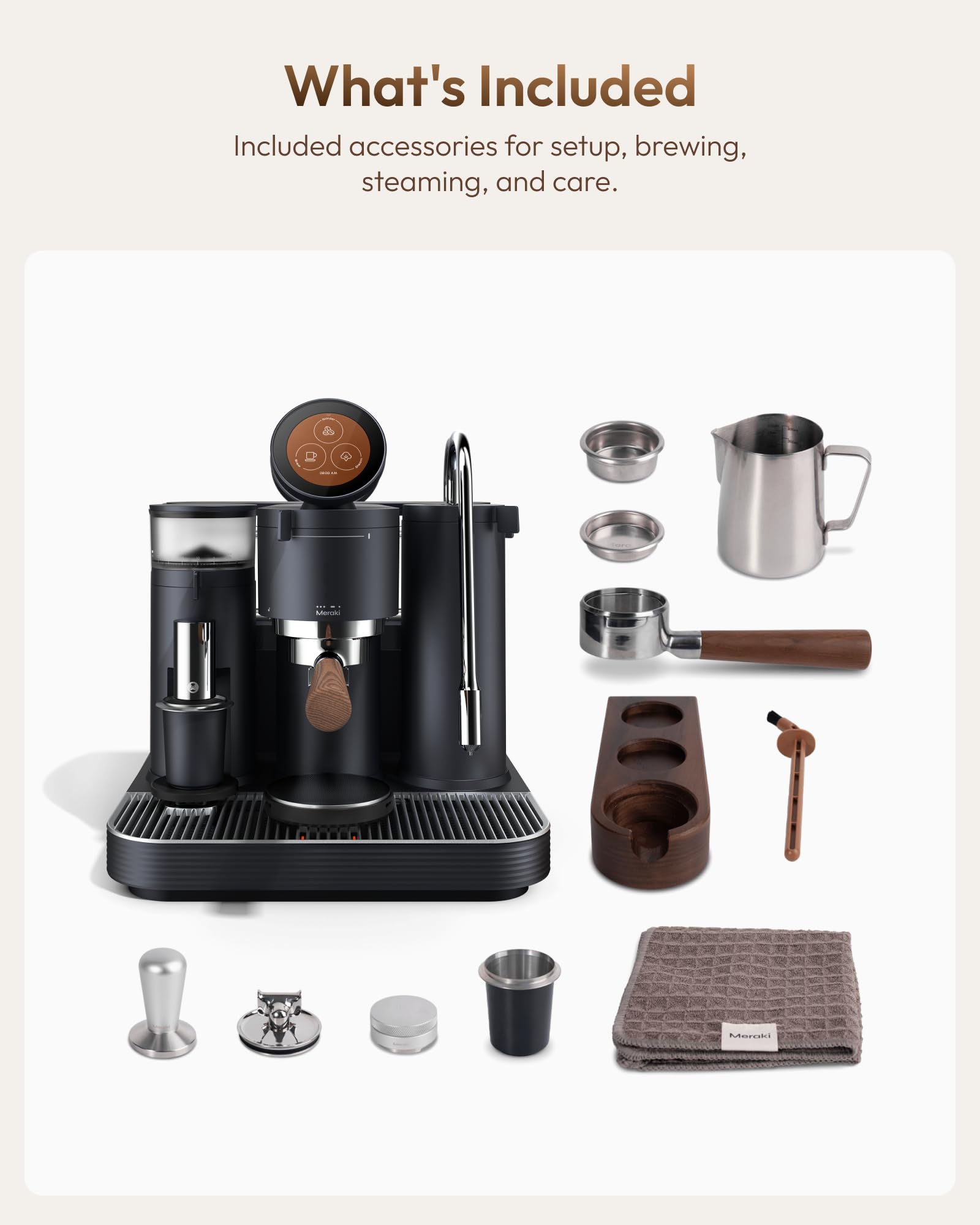 Meraki Dual Boiler Espresso Machine with Grinder and Built-In Dual Scales view 9