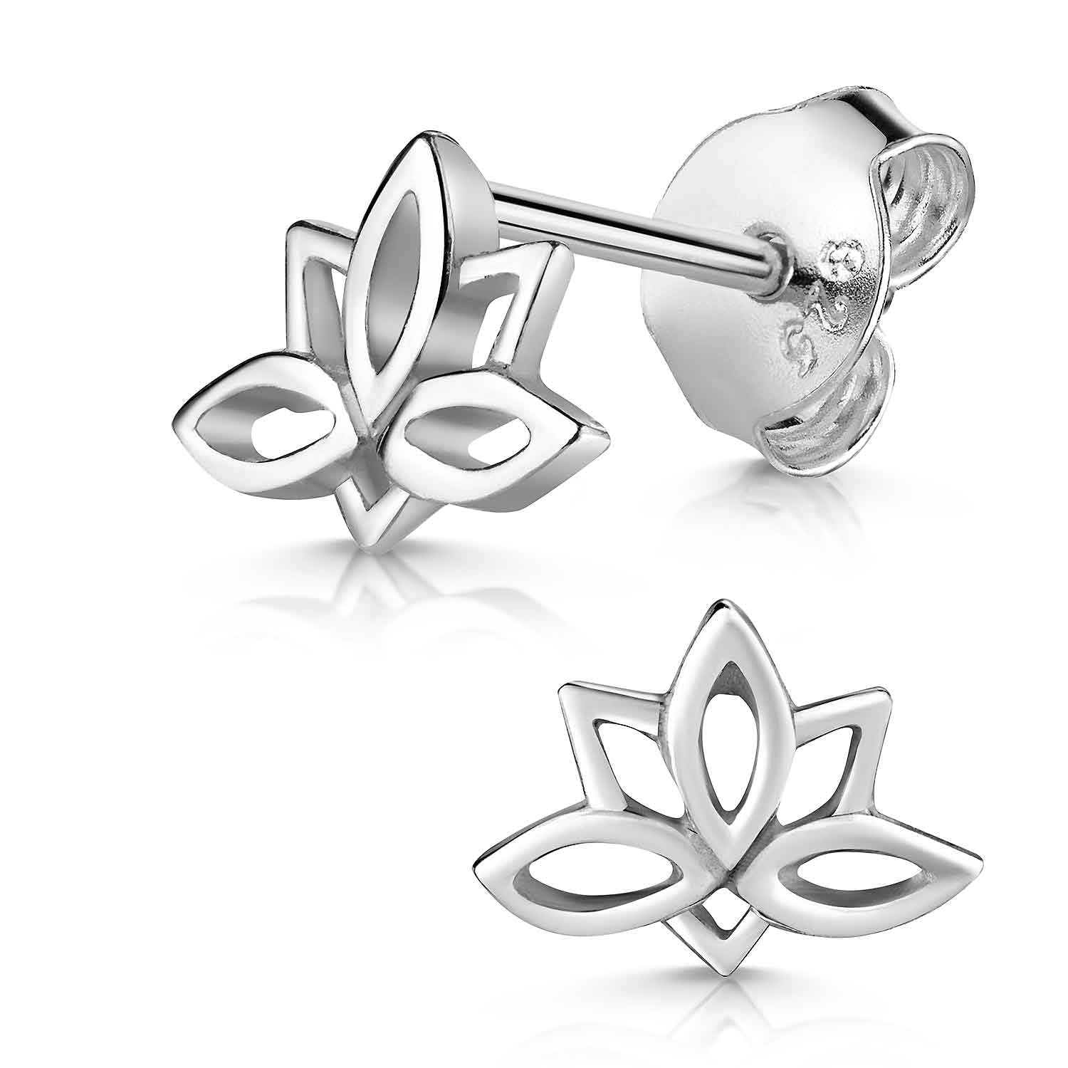 MATERIA by Matthias Wagner Pendientes de flor de loto de plata 925 para mujer, pequeños SO-143