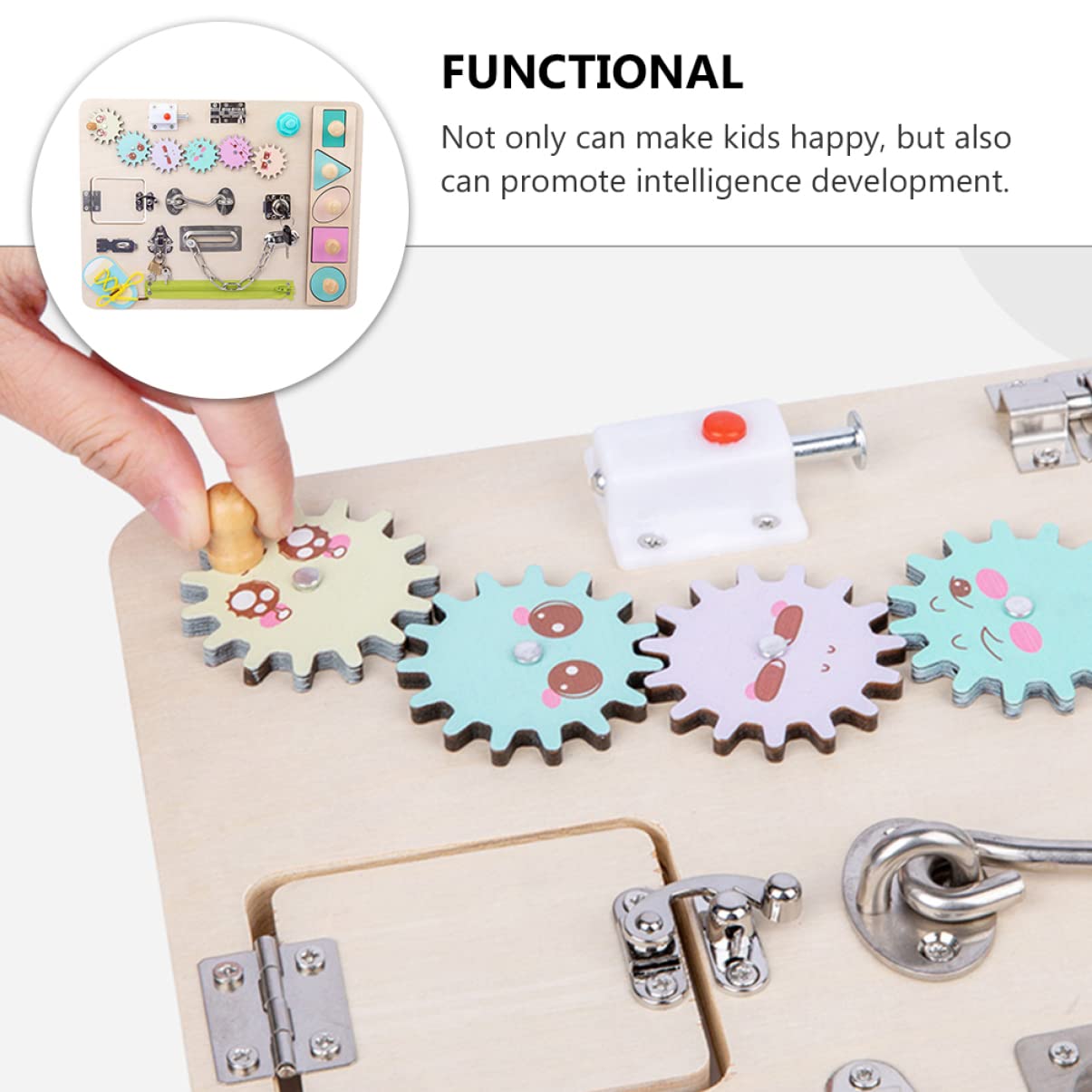 YARNOW Busy Board in Legno Colorato, Gioco Montessori per Bambini | Finitura Ben Levigata, Ingombro Ridotto, Struttura per Apprendimento Precoce