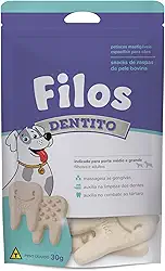 Filos Petisco para Cães Osso de Couro Digerível Dentito com 2 unidades Auxilia no Controle do Tartaro e Massageia as Gengivas