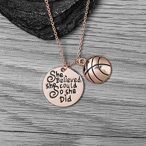 image for Sportybella Basketball Necklace, Basketball She Believed She Could So 