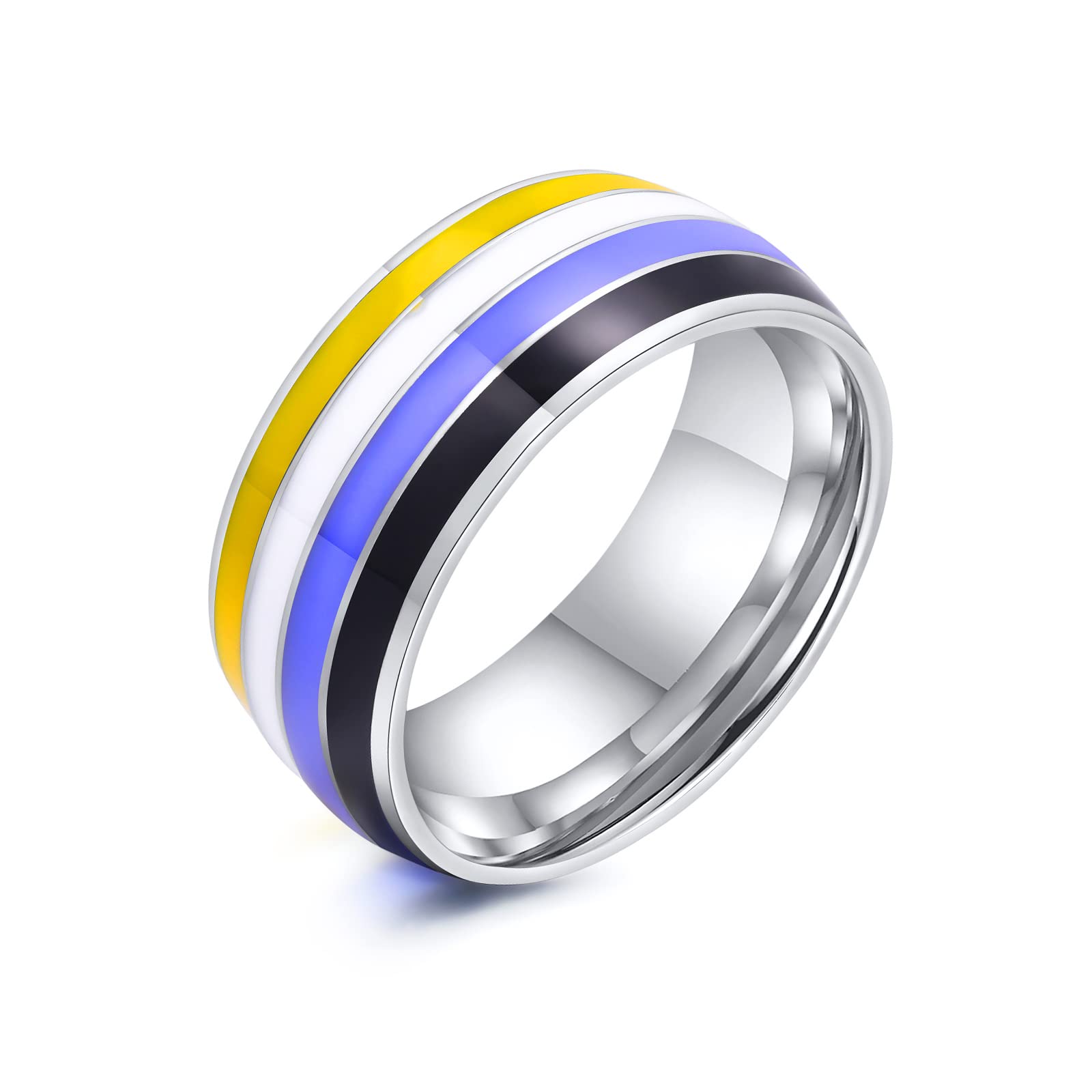 Nanafast Stainless Steel Lesbian & Nonbinary Pride Enamel Rainbow LGBT Ring for LGBTQ Wedding Engagement Size 6-12