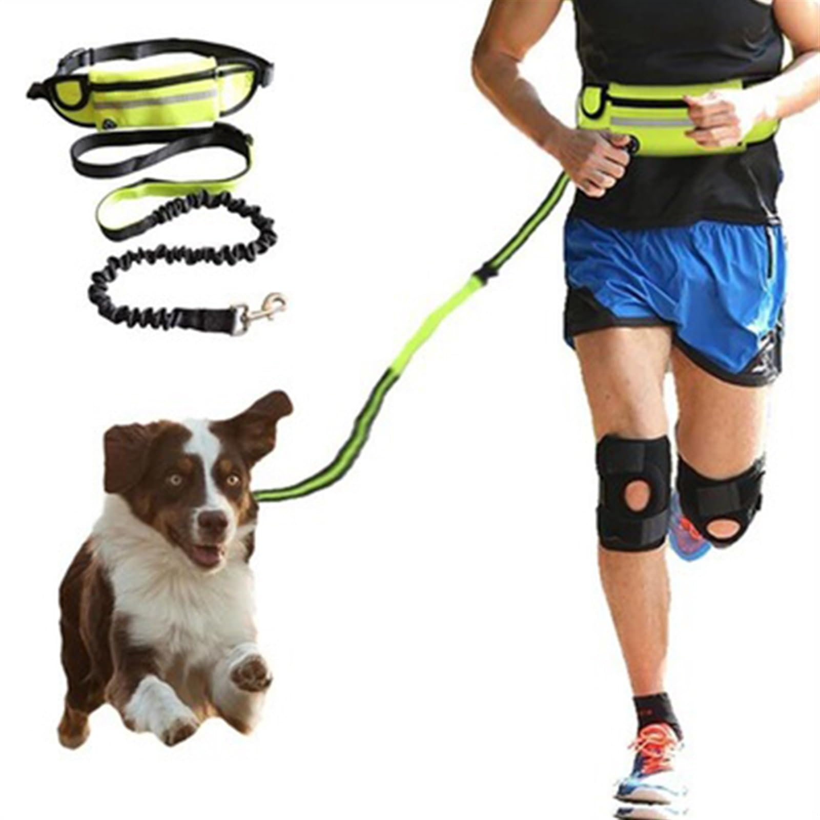Artykuły dla zwierząt Smycz dla psa z torbą na talię Pull Dog Running Chowany pasek odblaskowy Szelki odblaskowe Smycz dla zwierząt(Yellow)
