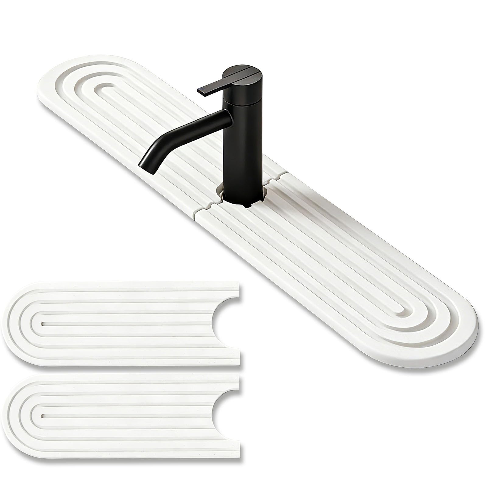 Tappetino per Lavello Cucina, Paraspruzzi Lavello Cucina per Lavello in Pietra Diatomite, Tappetino per Rubinetto, per Piani di Lavoro del Bagno (Bianco 60 × 10 × 0,9 cm)