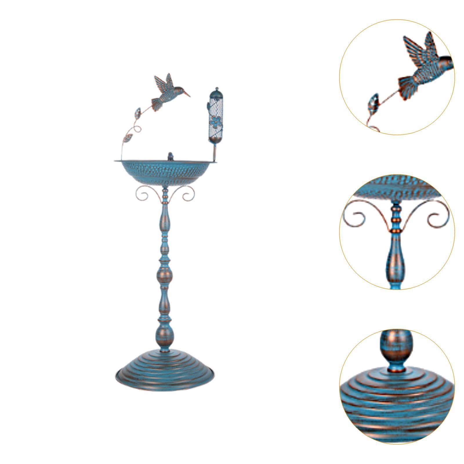 Cuenco de baño de hierro con estatua, comedero para pájaros y baño de jardín vintage, 33 cm x 103 cm