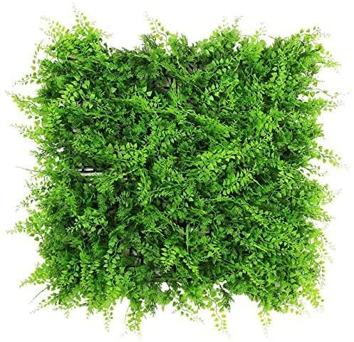 ULANDArtificial Boxwood Hedge Panels, UV Protected Faux Greenery Mats for Both Outdoor or Indoor Decoration, Use as Background or Privacy Screen, 20" x 20" (12-pack)