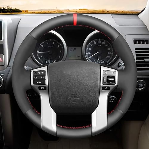 Vista 14 de Funda de volante de piel auténtica para Toyota Tacoma 2012-2020/Toyota Tundra/2010 2011 2012 2013 2014 2015 2016 2017 2018 2019 2020 Toyota 4 Piel