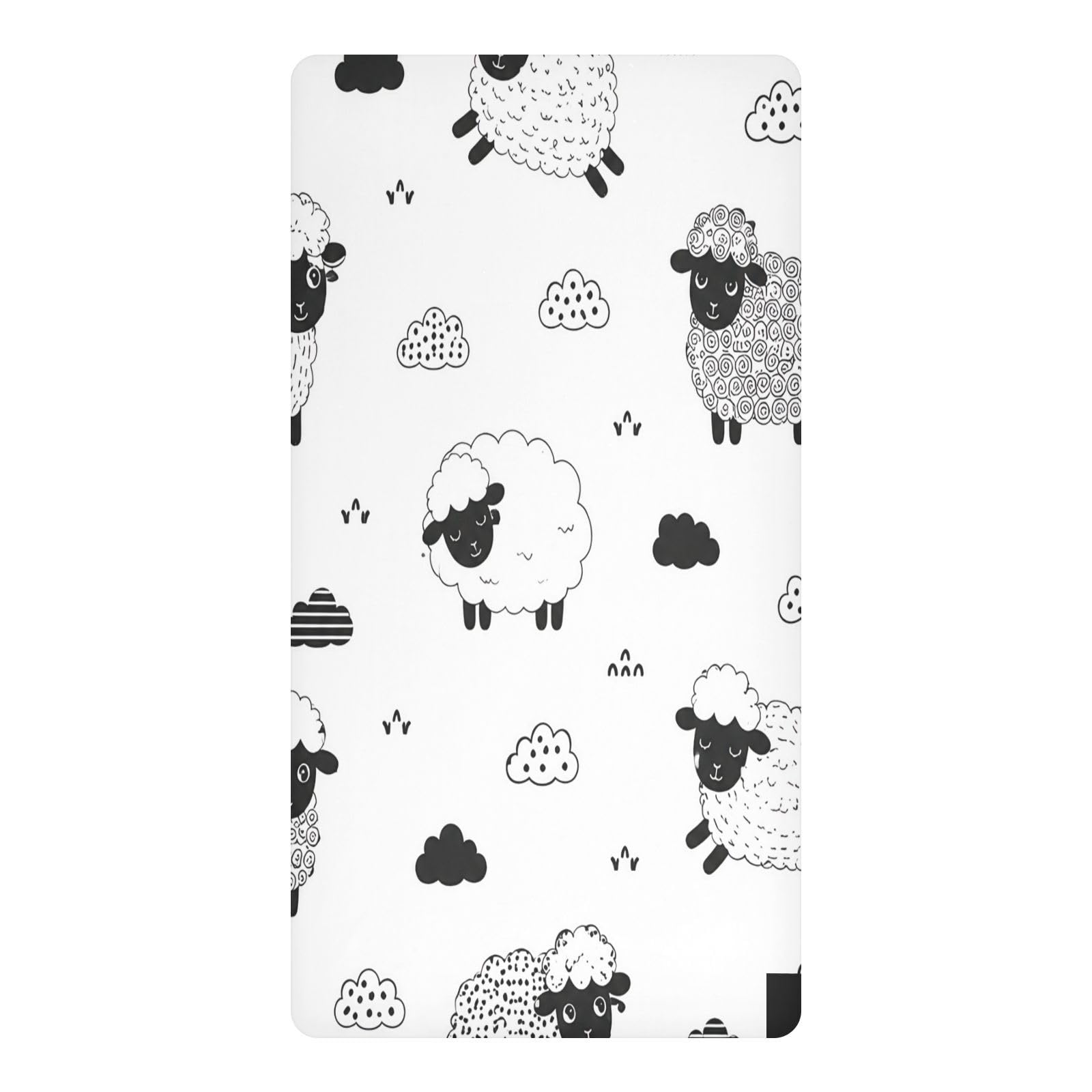 BOESI Sketch Sheep Waterproof Crib Sheet,Fitted Mattress Protector