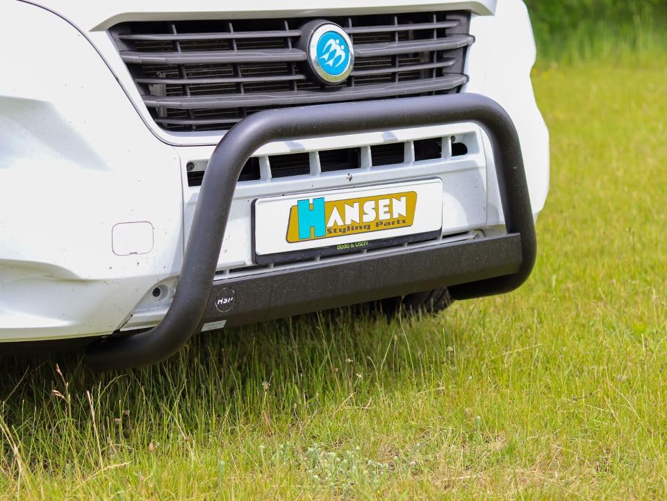 Barra de protección delantera negra de 63 mm con homologación CE compatible con Fiat Ducato (2014-2023) Embellecedores Embellecedores Barra delantera