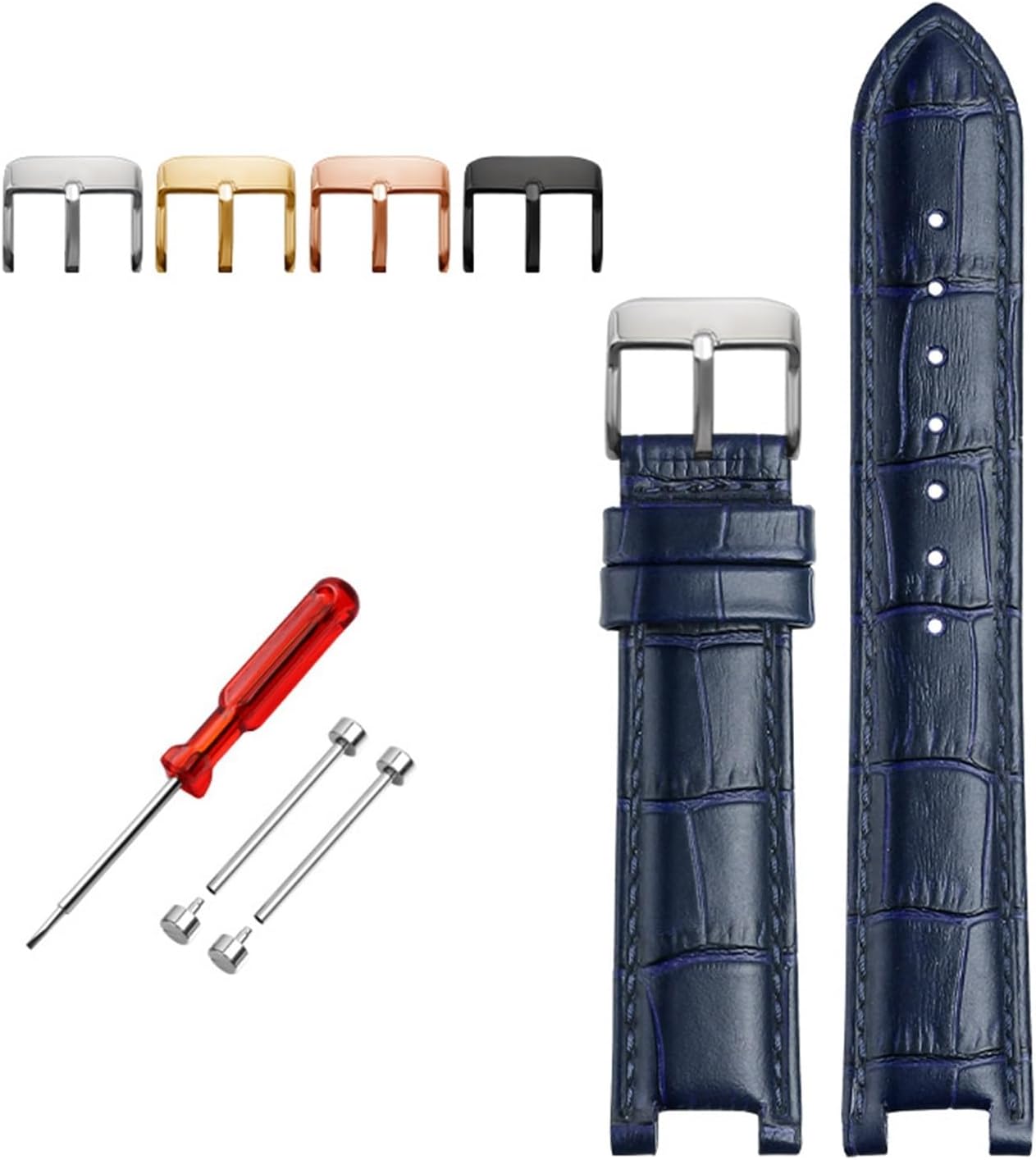 HMFang COW LEATHER Watch Strap Compatible With GC Watches Band 22 * 13mm 20 * 11mm Notched Genuine Leather Blue Wristwatches Belt