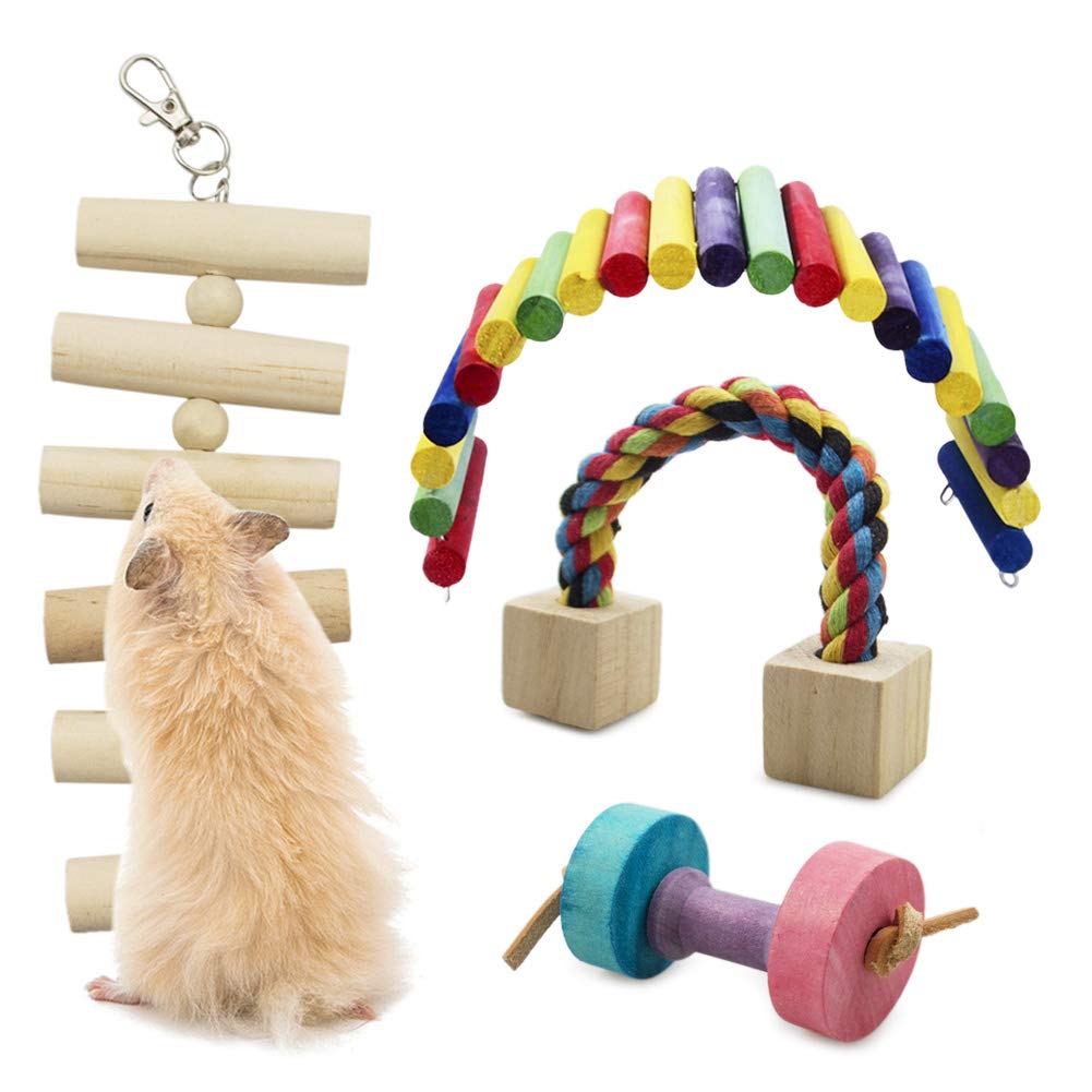 Rieibi Hamster Chew Toys, Small Animal Activity Toys Accessories Teeth Care Molar Toy for Bunny Rabbits Gerbils Guinea Pigs Rats hillas and Birds(4 Pack)