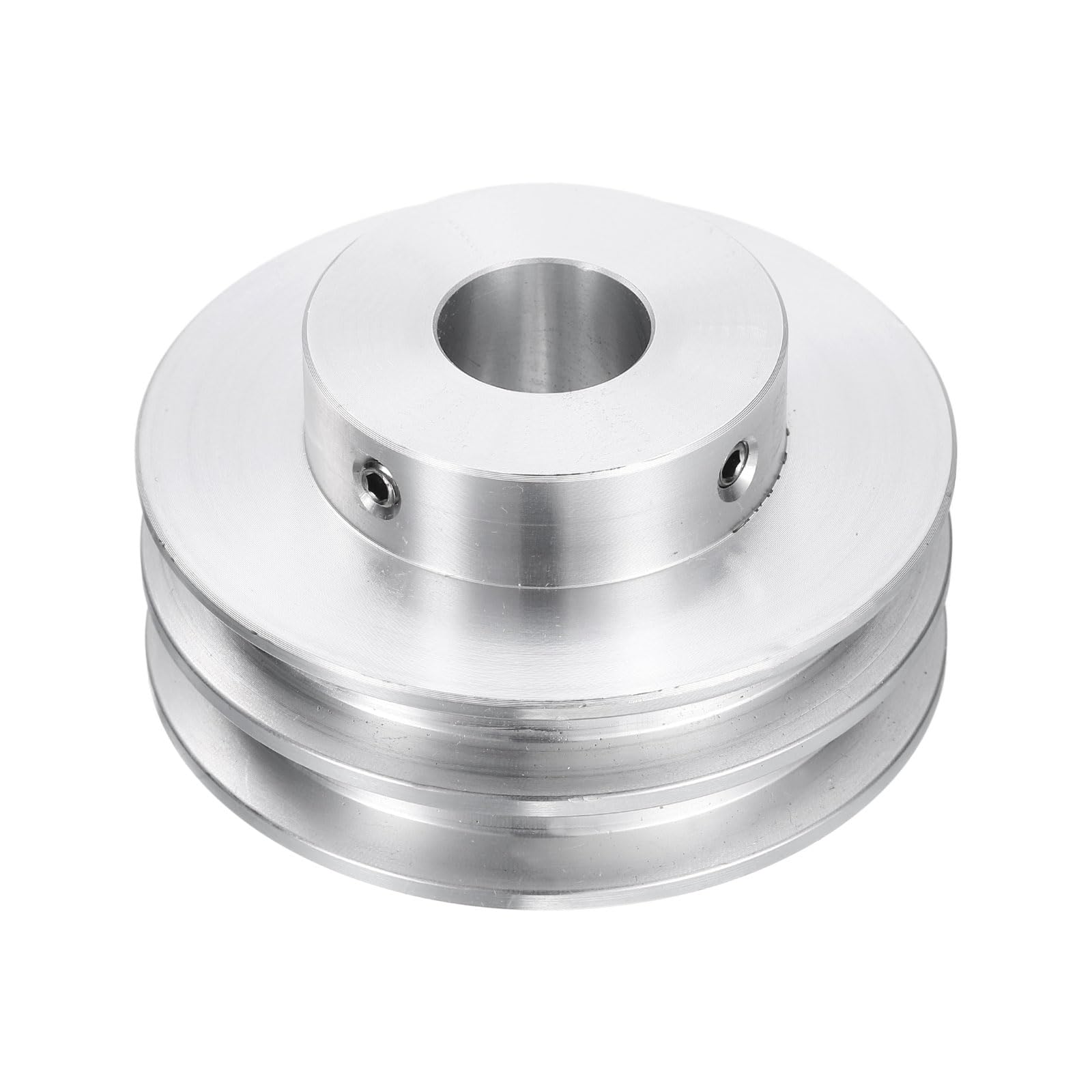 QUARKZMAN V-Typ Riemenscheibe 16mm Bohrung 60mm Außendurchmesser Doppelrillen Aluminiumlegierung Keilriemenscheibe für Motorwellen-Bohrmaschine 6mm(1/4") PU-Formgürtel