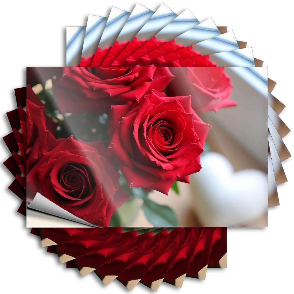 Decals Man CABE Decor | Autumn Water A Bouquet of Red Roses. for Diatomaceous(8X12CM)