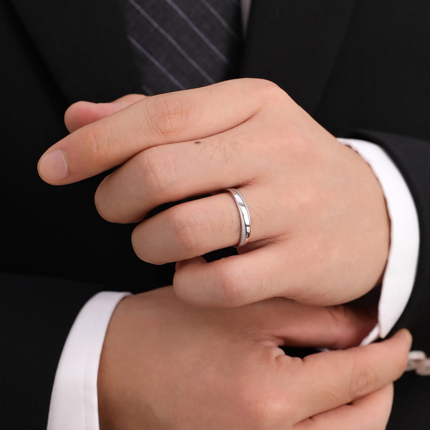 Meissa 2 Piezas Anillos Pareja para Hombres y Mujeres 925 Plata Anillos de Boda Alianza Ajustable Anillo de Promesa Anillos Pareja Juego