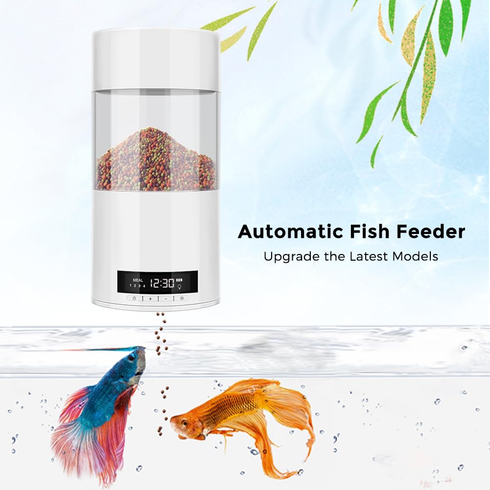 Alimentatore Automatico per Acquario Dispenser Automatico di Grande capacità da 500 Ml con Display Digitale e Temporizzazione Alimentatore per Pesci Regolabile USB per le Vacanze