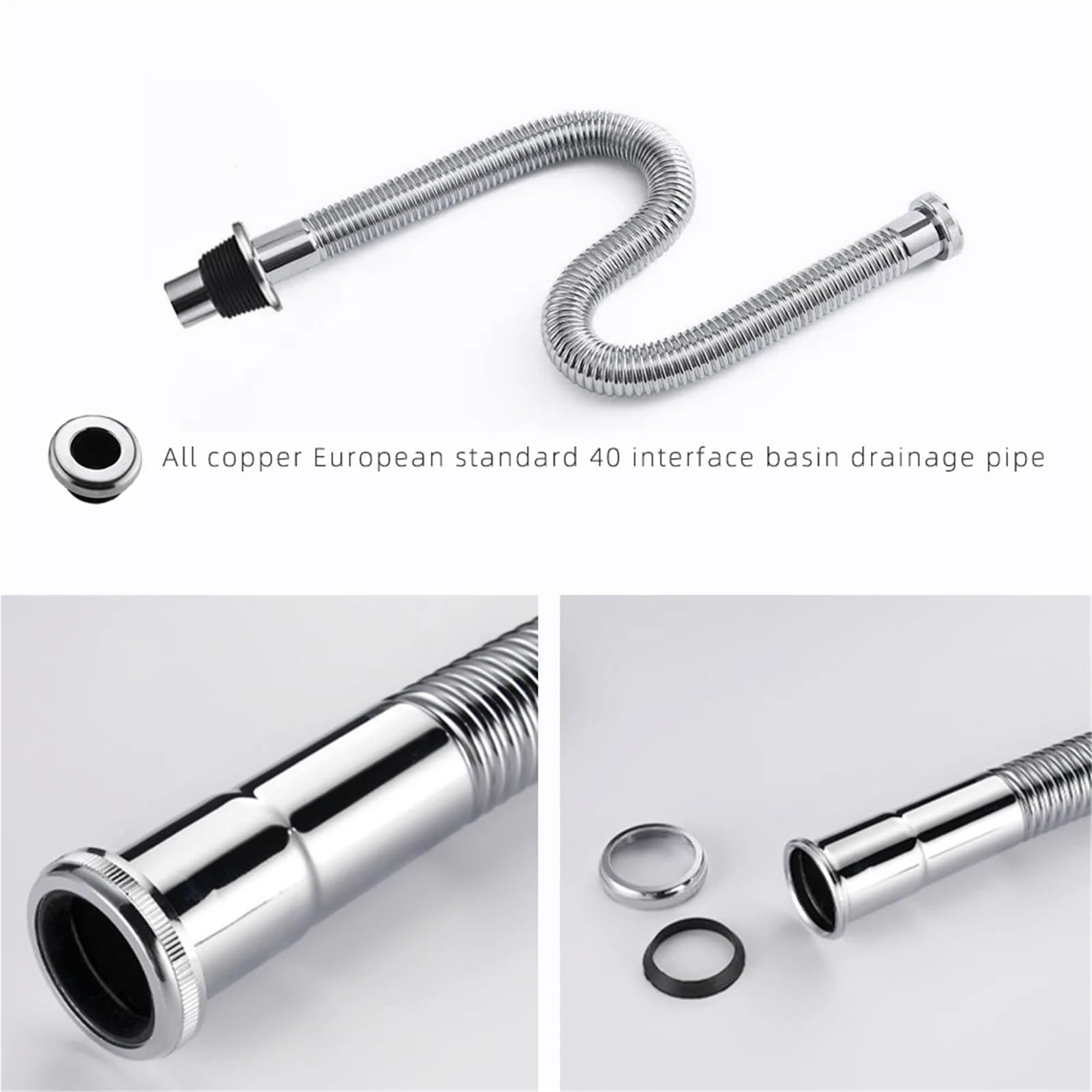 Desague lavabo Manguera de drenaje for baño, lavabo, tubo Flexible, emergente for(Chrome 80)