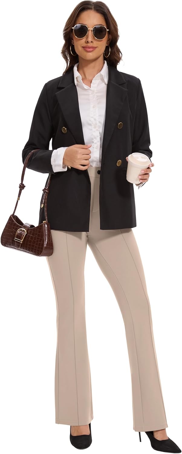 VIMPEP 27"/29"/31" Women's High Rise Pull On Bootcut Dress Pants Flare Work Yoga Pants with Pockets Business Slacks B101 - Image 4