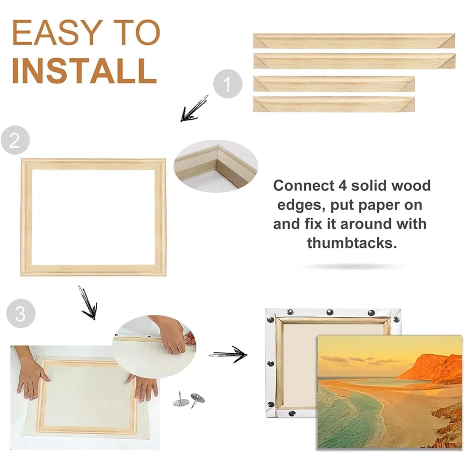 Barras de madera para bastidores de lienzo, Kit de barras ensanchador lona madera for pintura al óleo y marcos carteles varios tamaños(Width 85cm,Height 30cm)