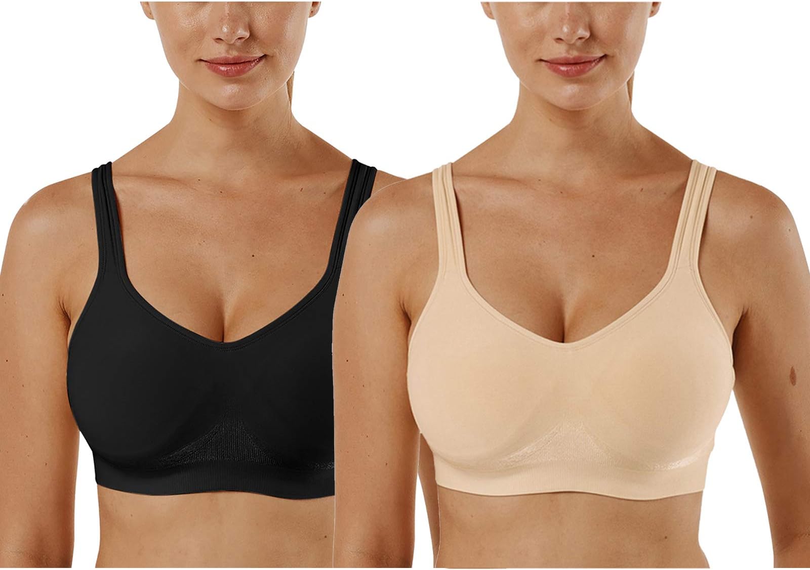 VertvieWomen's Wirefree Bras Seamless Full Coverage Plus Size Sports Bra for Sleeping Yoga Workout Everyday Wear Bralette