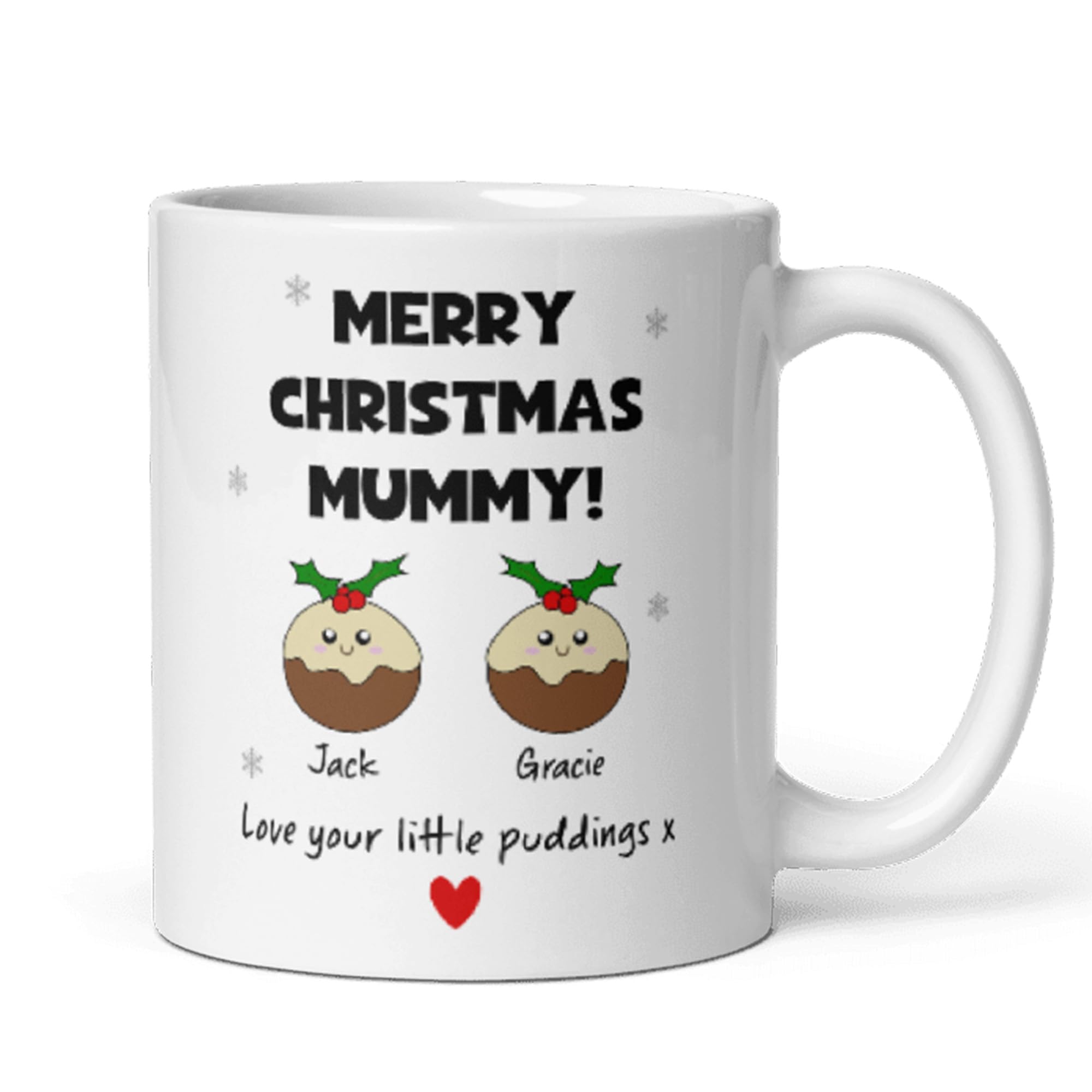Confidently Quirky - Personalised Merry Christmas Mummy Puddings White Mug, Mum Christmas From The Kids, To Mummy From Children, Christmas For Mummy