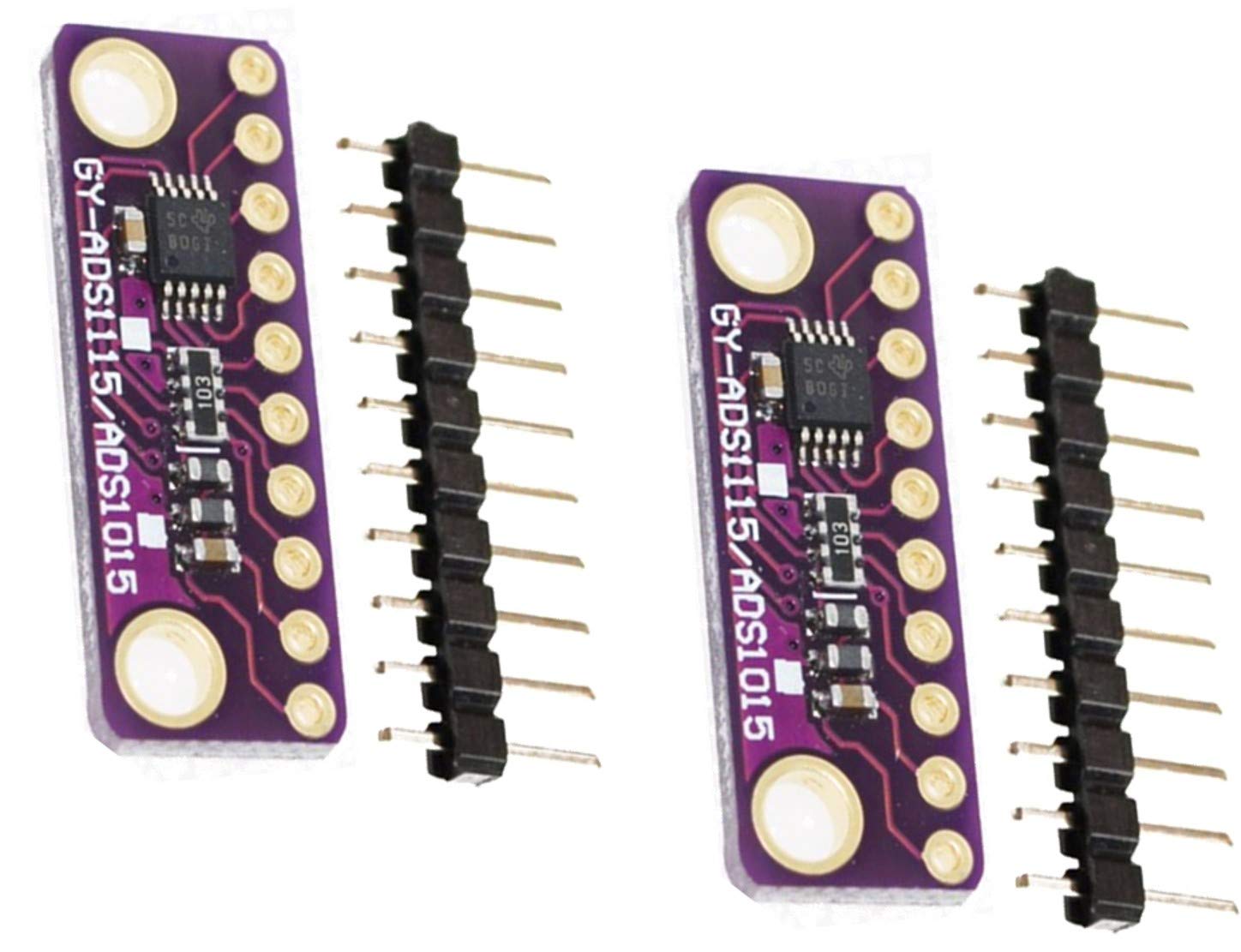 2pcs I2C ADS1015 12-bit Precision ADC 4 Channel Converter Module Development Board Module with Programmable Gain Amplifier
