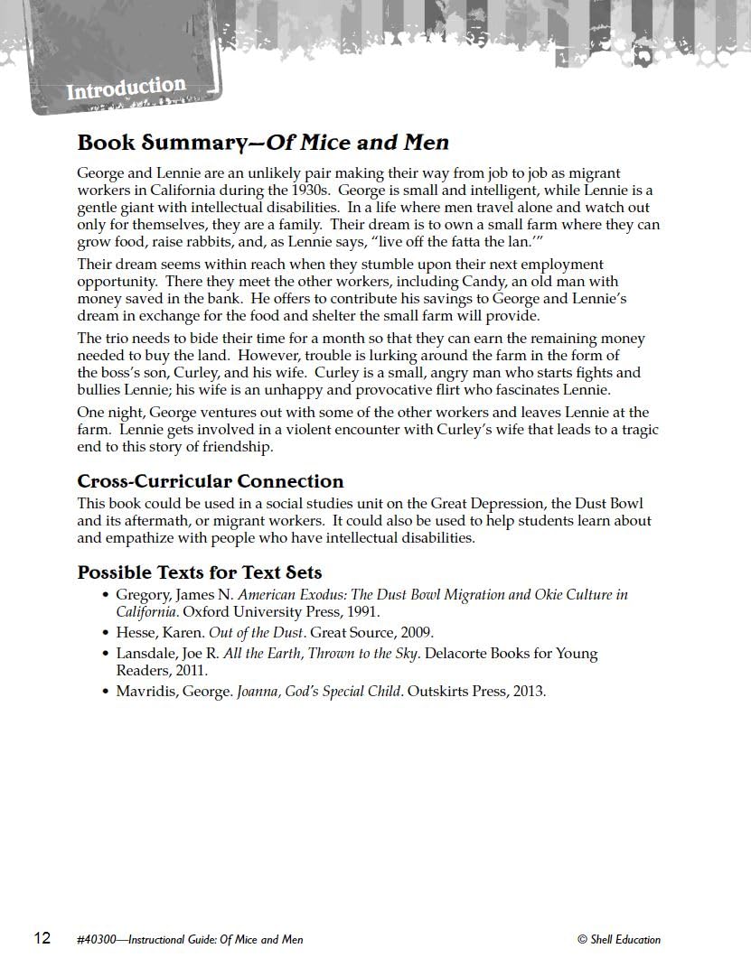 Of Mice and Men: An Instructional Guide for Literature - Novel Study Guide for High School Literature with Close Reading and Writing Activities (Great Works Classroom Resource) - Image 4