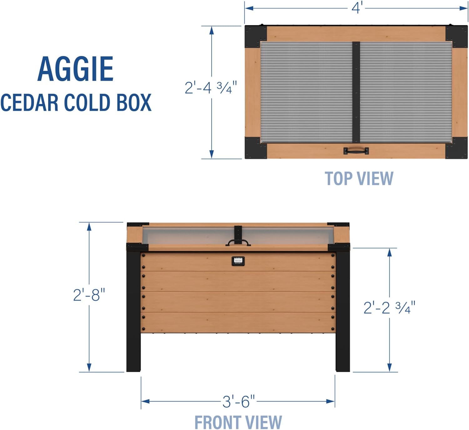 Backyard Discovery Aggie 4' x 2' Cedar Wood Cold Frame Portable Mini Greenhouse, Raised Garden Planter with Temperature-Activated Polycarbonate Lid, Mesh Drainage for Year-Round Outdoor Gardening