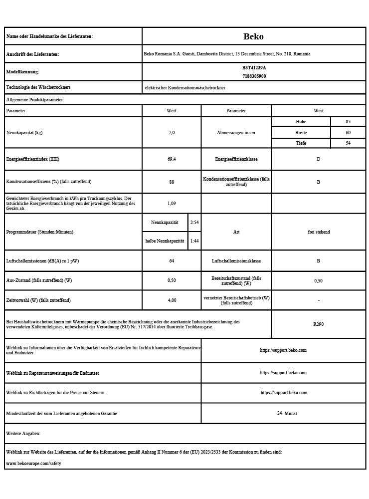 Beko B3T41239A Trockner, 7 kg, Wärmepumpentrockner, Dampffunktion, Knitterschutz, Sensortrocknung, AquaWave Schontrommel, 15 Programme, extra schlank (54,3 cm tief), Weiß