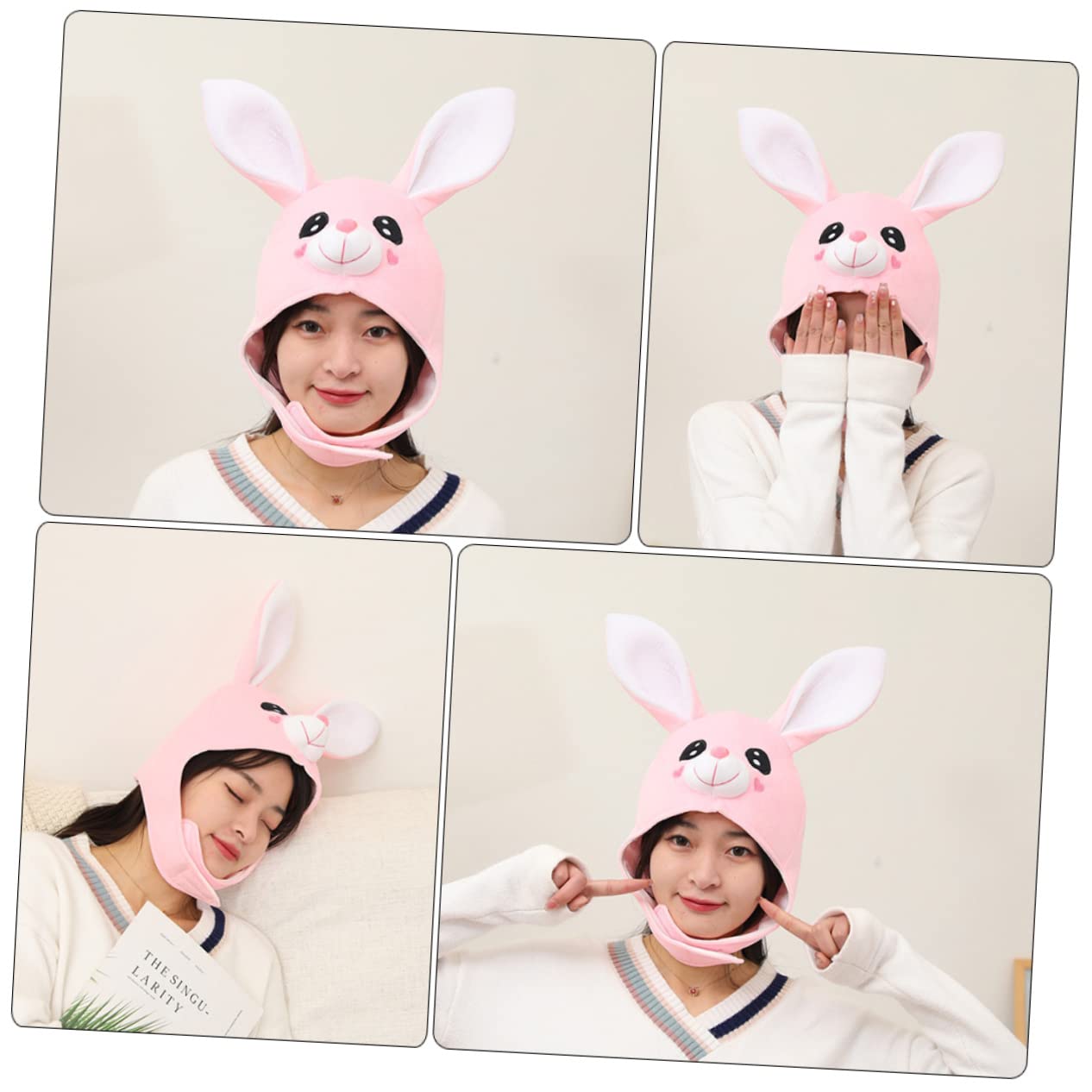 TOYANDONA 3piezas Sombrero De Conejo Con Orejas Para Adultos Gorro Divertido De Peluche Para Fiestas y Fotografía Accesorio De Disfraz De Pascua y Cosplay