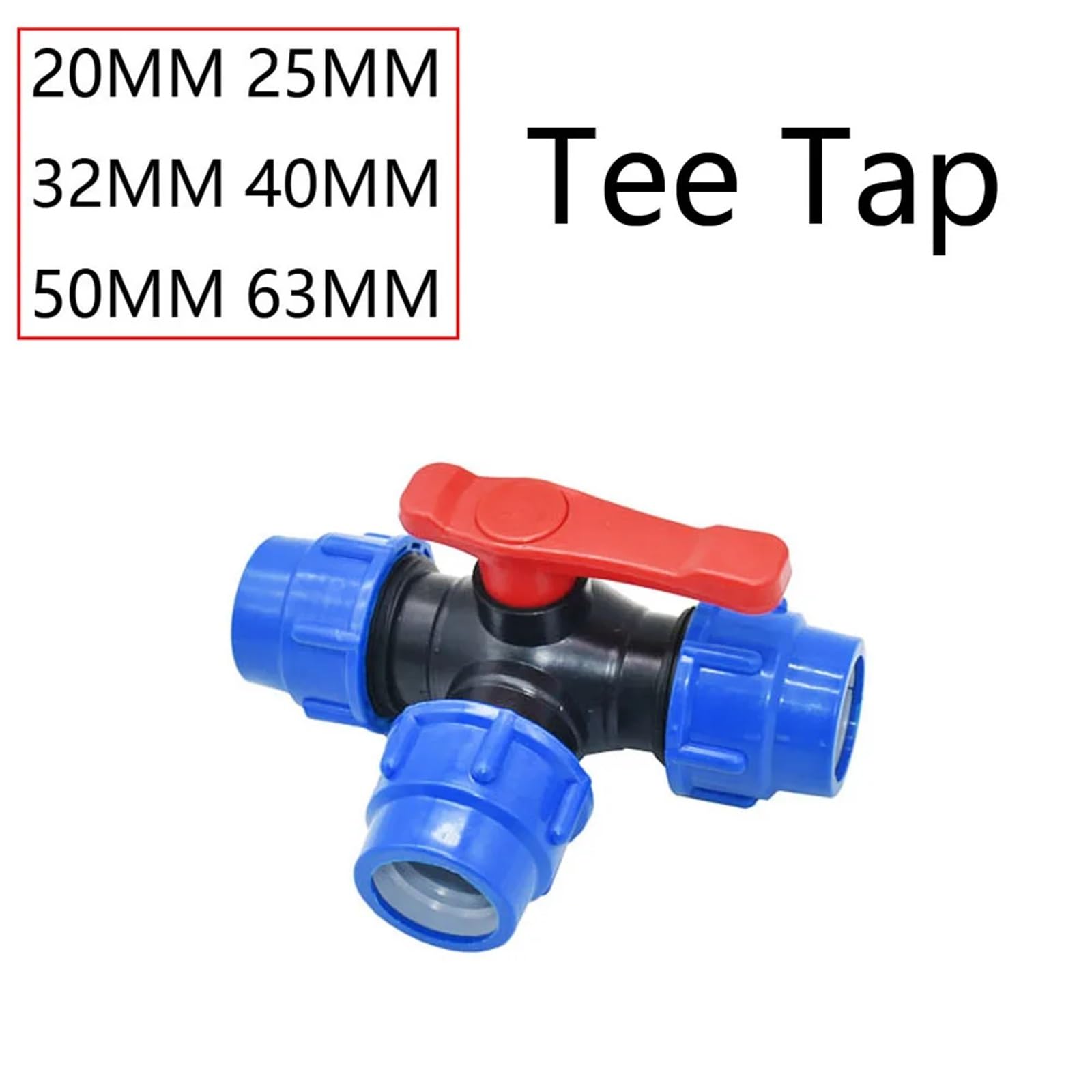 20/25/32/40/50/63mm tubo de PVC PE divisor de agua del grifo conector de válvula rápida de plástico accesorios de tubería de agua de riego de granja de jardín(Cross,63mm)