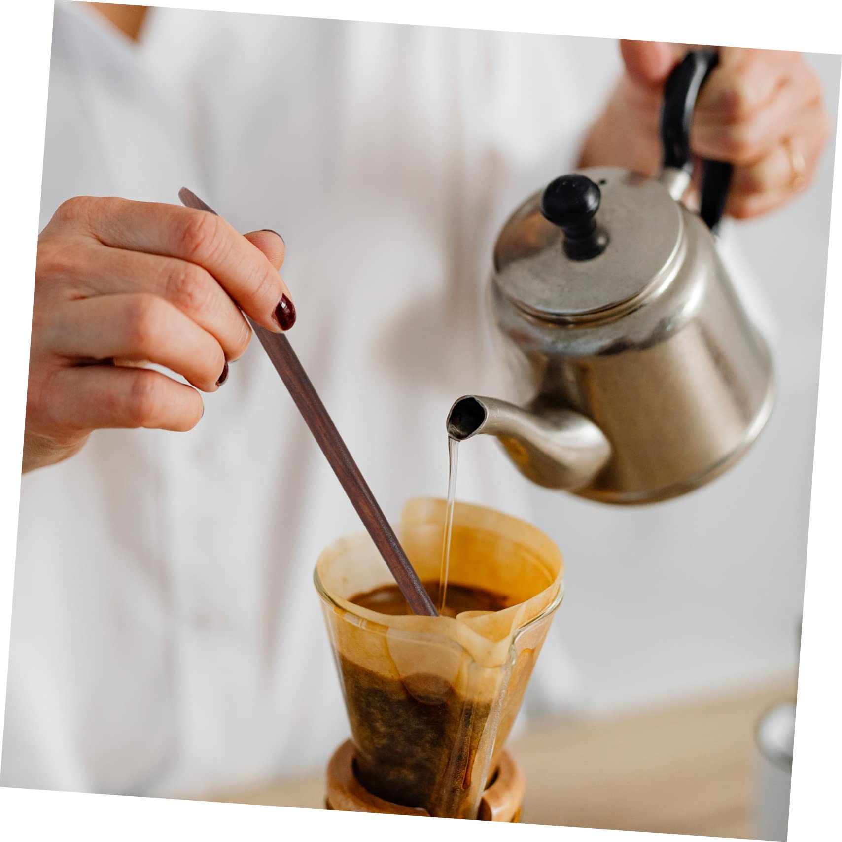 MUCKLILY 4pcs Wooden Coffee Stirrers Multipurpose Stirring Sticks for Coffee Tea and Cocktails Easy to Use and Carry Creative Design for Enjoyable Drinking Experience