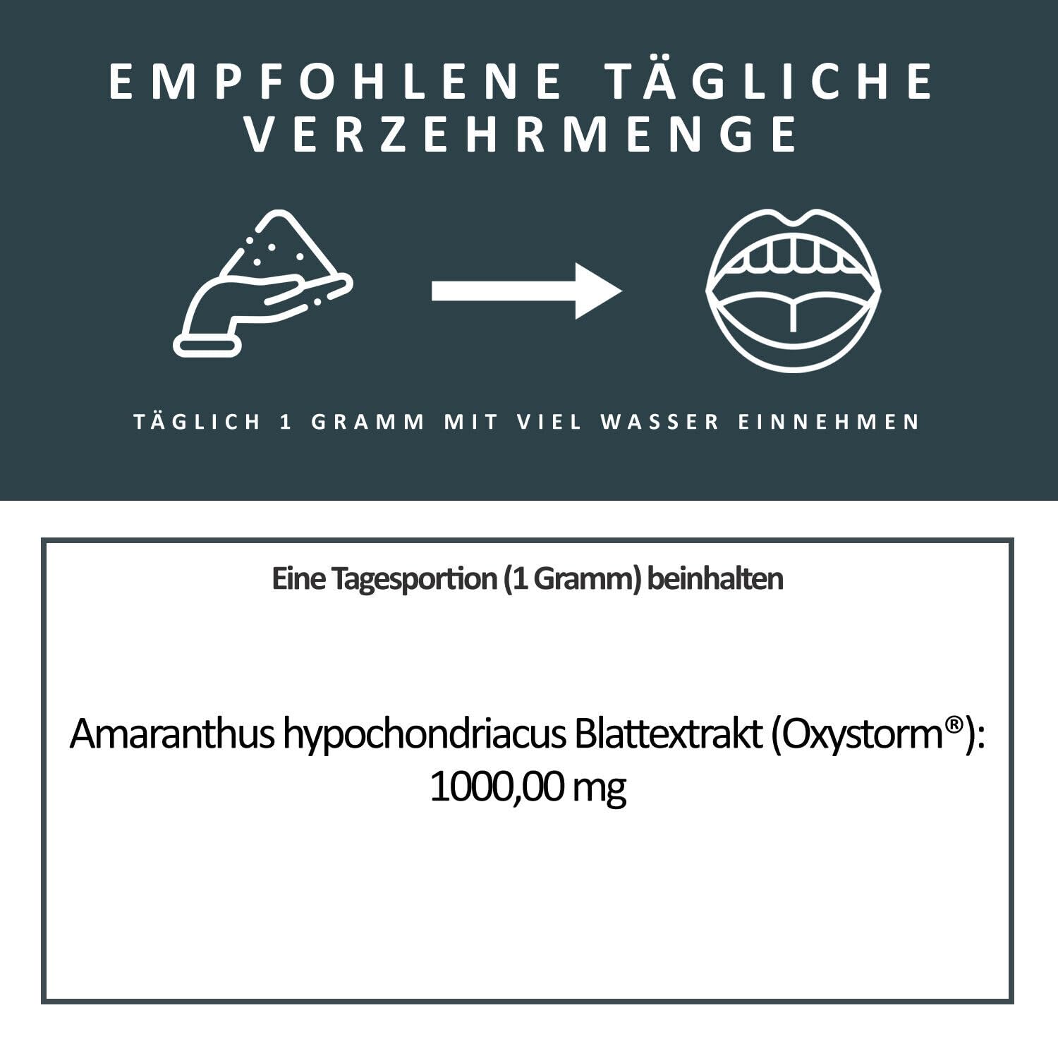 Reines Amaranthus Blattextrakt Pulver 100g (Oxystorm®) Nitrate Powder ohne, Trennmittel, Farbstoffe usw